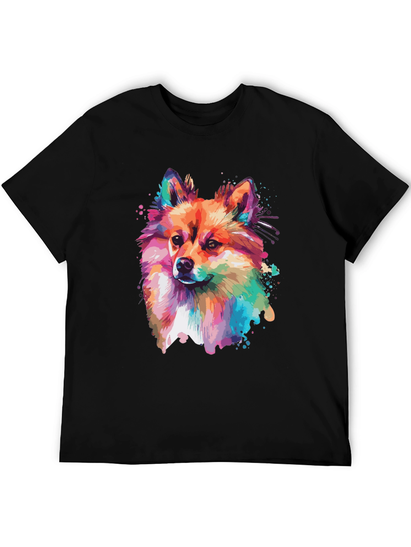 Dog Portrait Graphic Black T-Shirt
