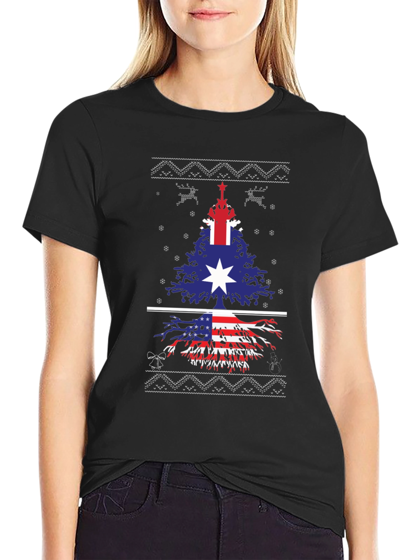 Festive Dual Flag Tree Graphic Tee