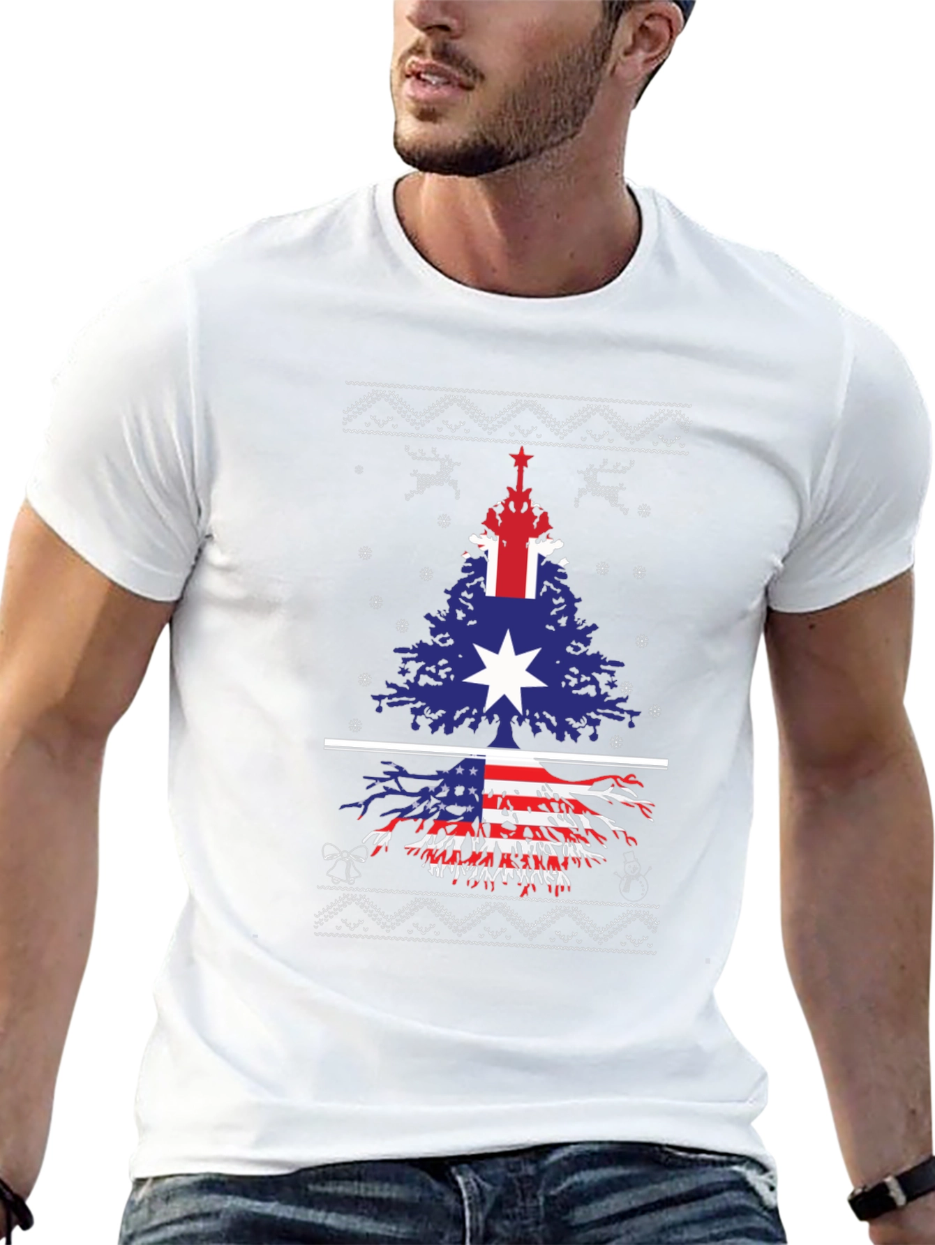 Festive Dual Flag Tree Graphic Tee
