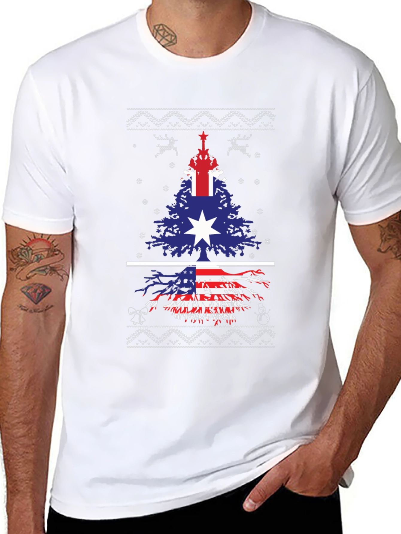 Festive Dual Flag Tree Graphic Tee