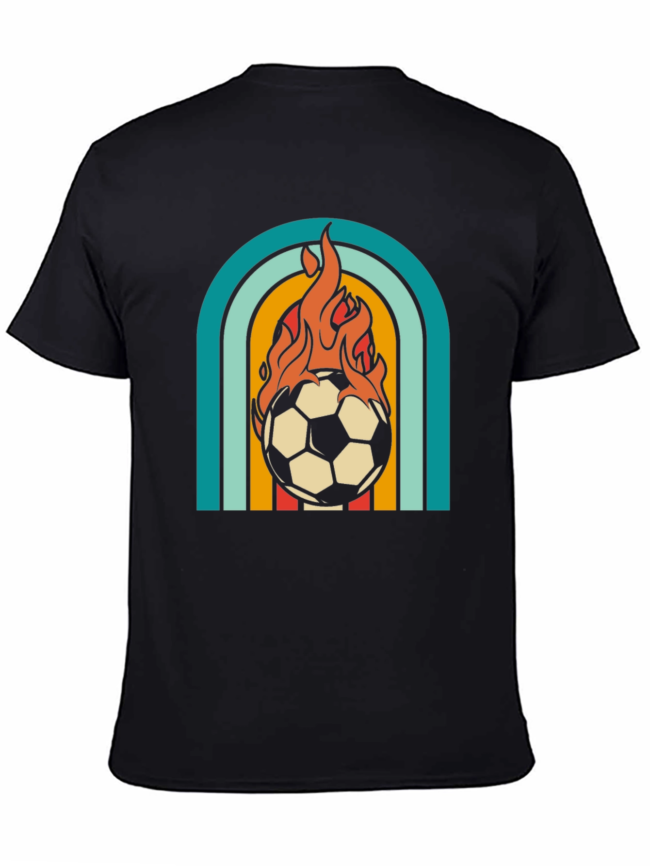 Retro Flaming Soccer Ball Graphic Tee