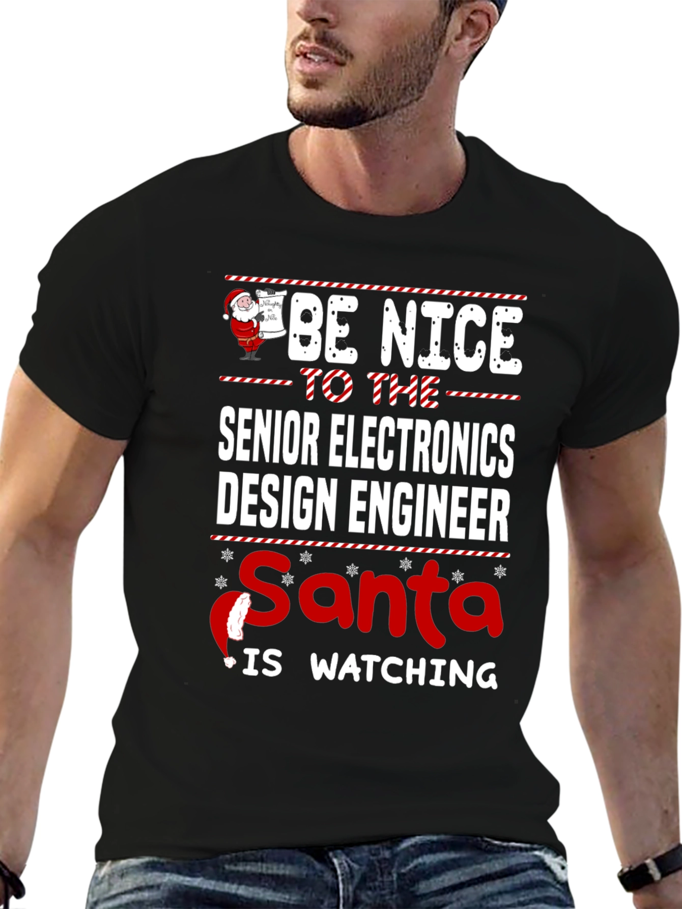 Senior Electronics Design Engineer Santa Watching T-Shirt