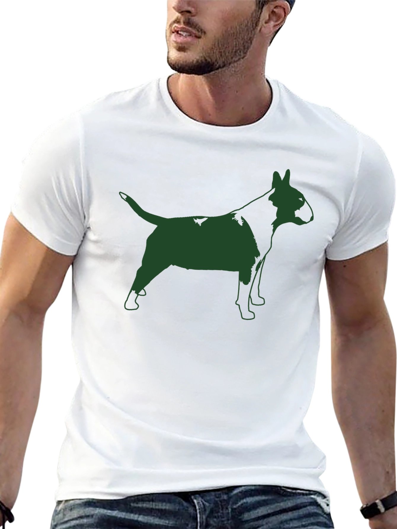 Bull Terrier Silhouette Graphic Tee - Black Cotton