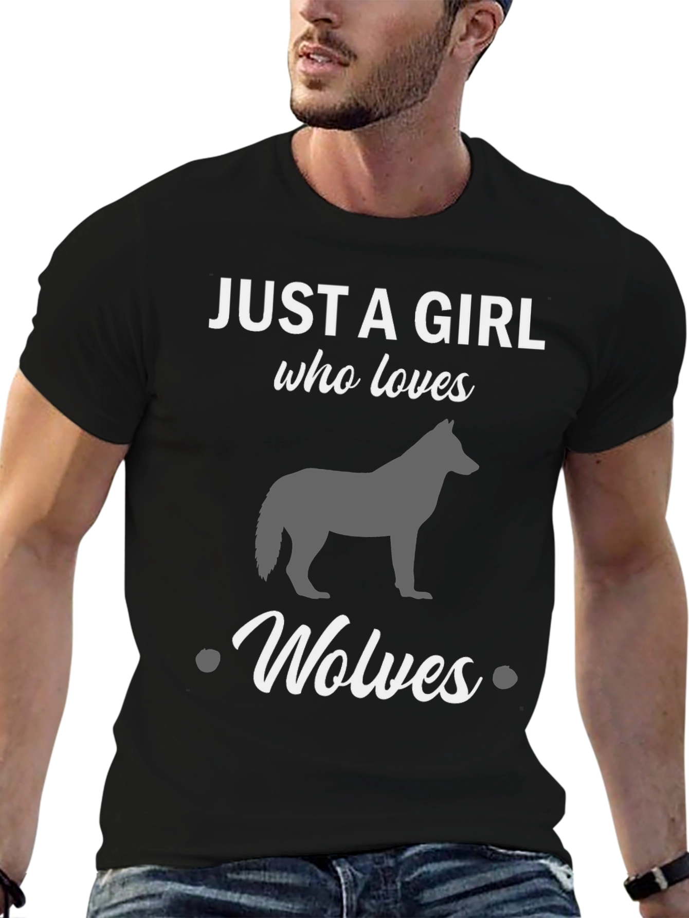 Just a Girl Who Loves Wolves Black T-Shirt