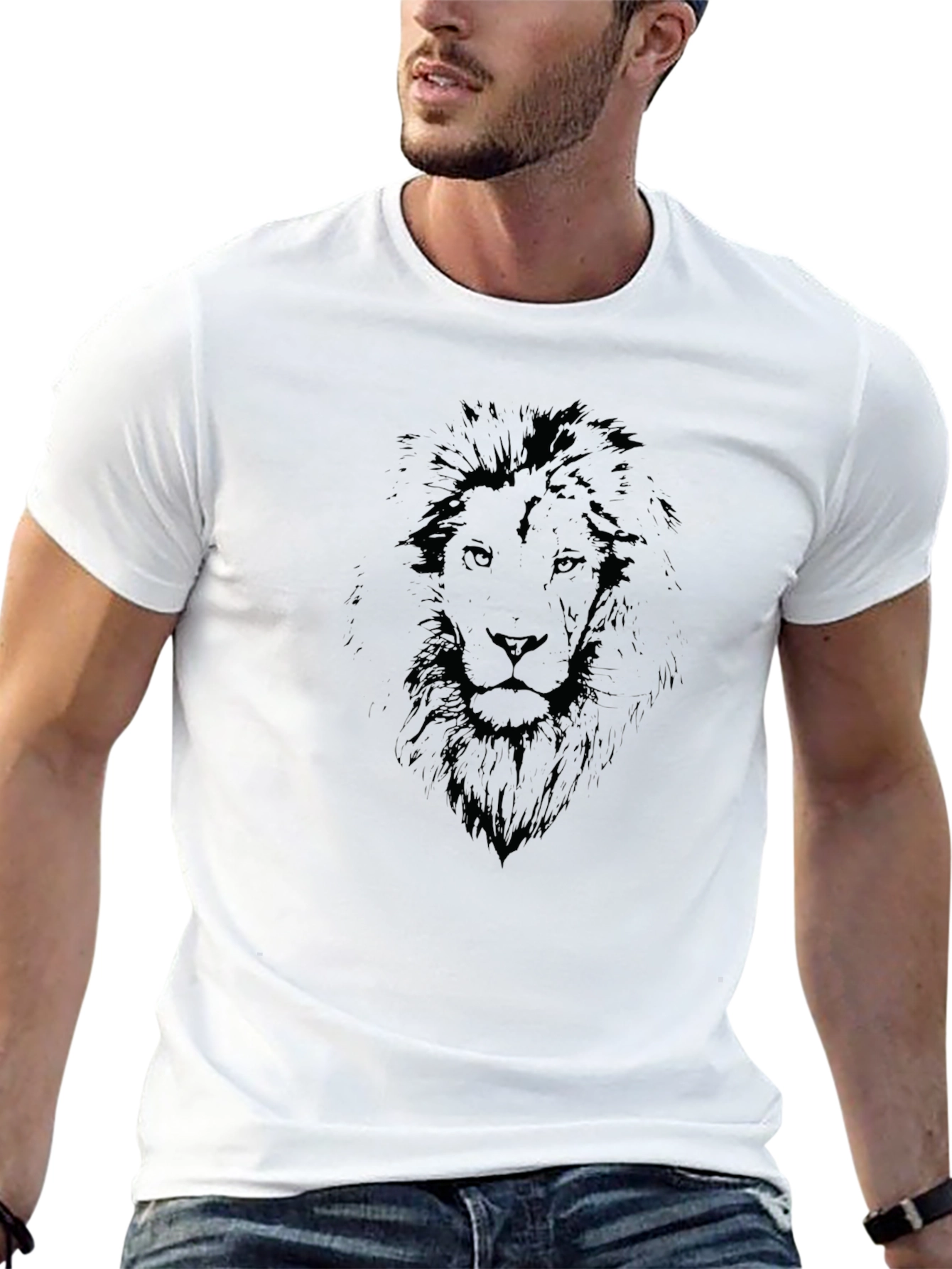 Lion Graphic Black T-Shirt - Mens Casual Wear