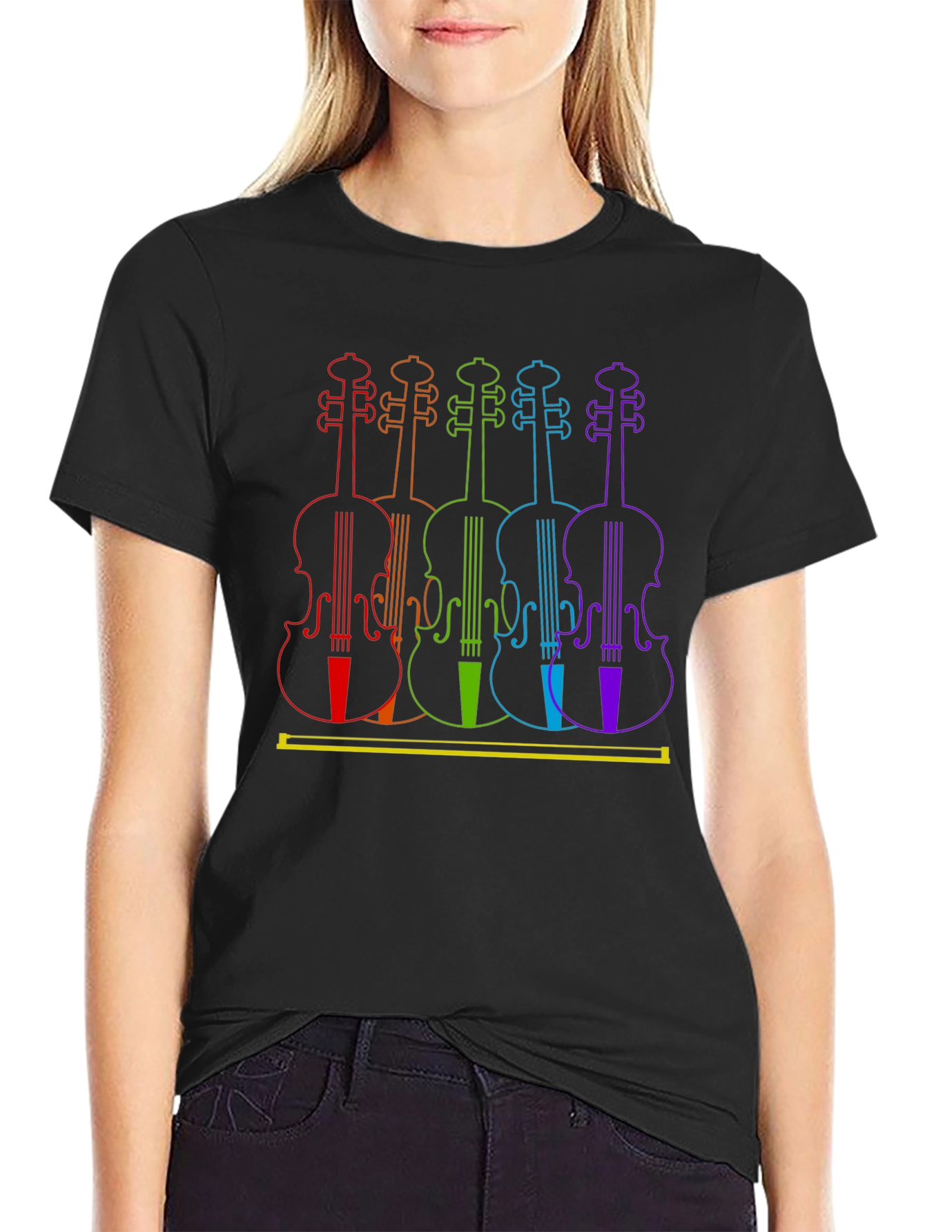Rainbow Violin T-Shirt - Musical Art Tee