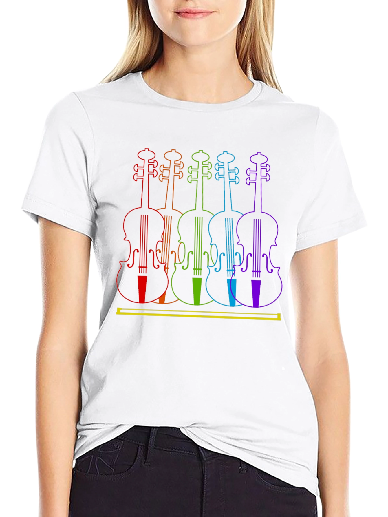 Rainbow Violin T-Shirt - Musical Art Tee