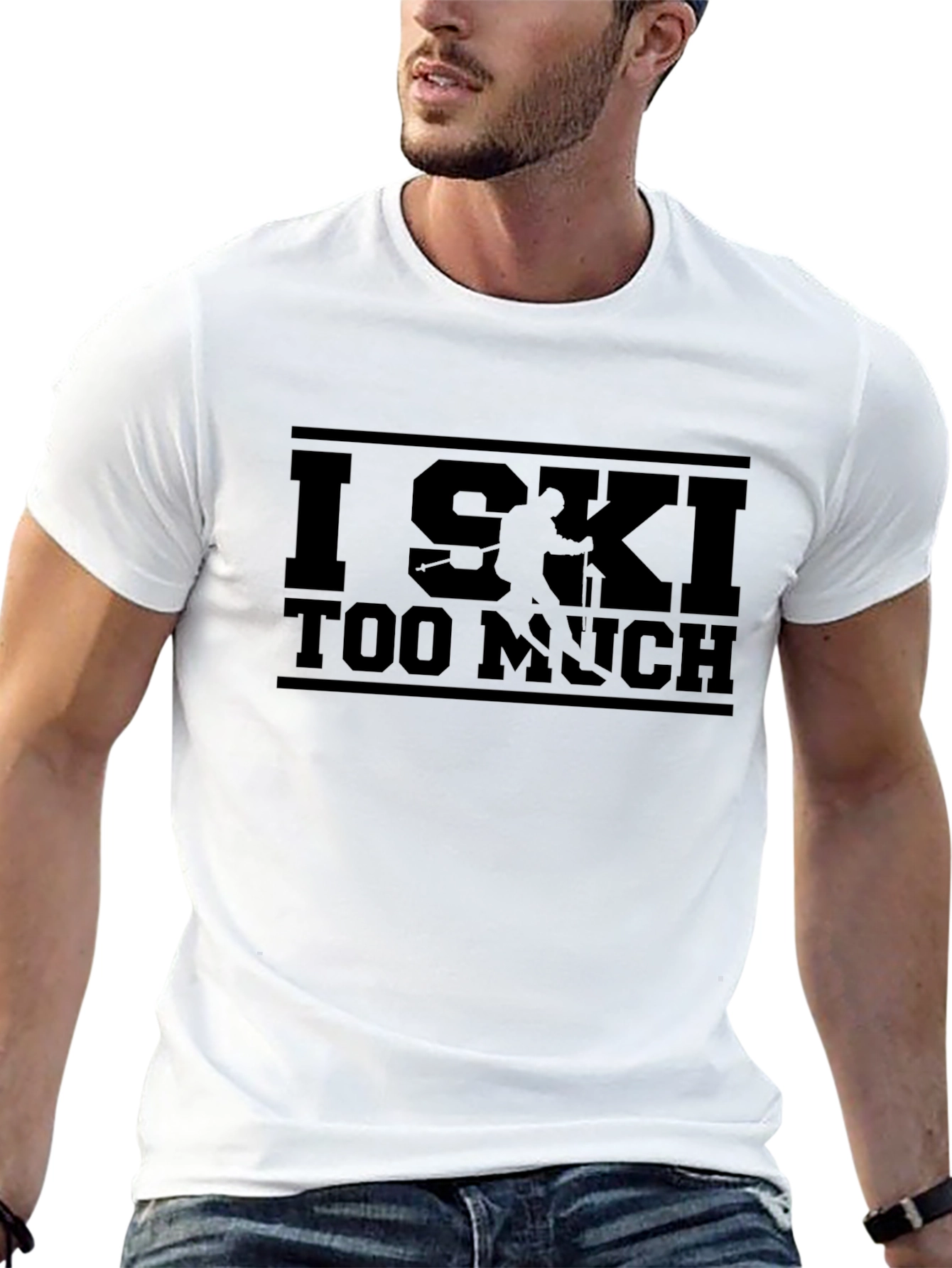 I Ski Too Much Graphic Tee - Black