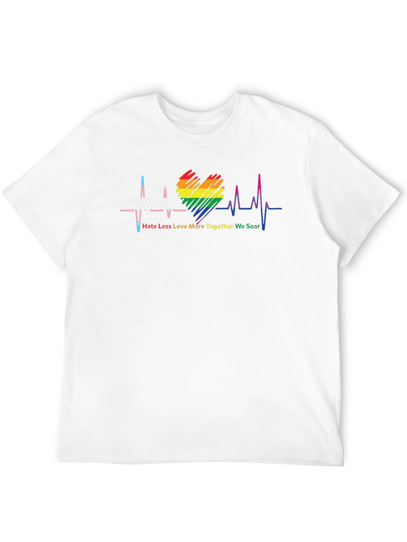 LGBTQ+ Heartbeat T-Shirt: Hate Less Love More