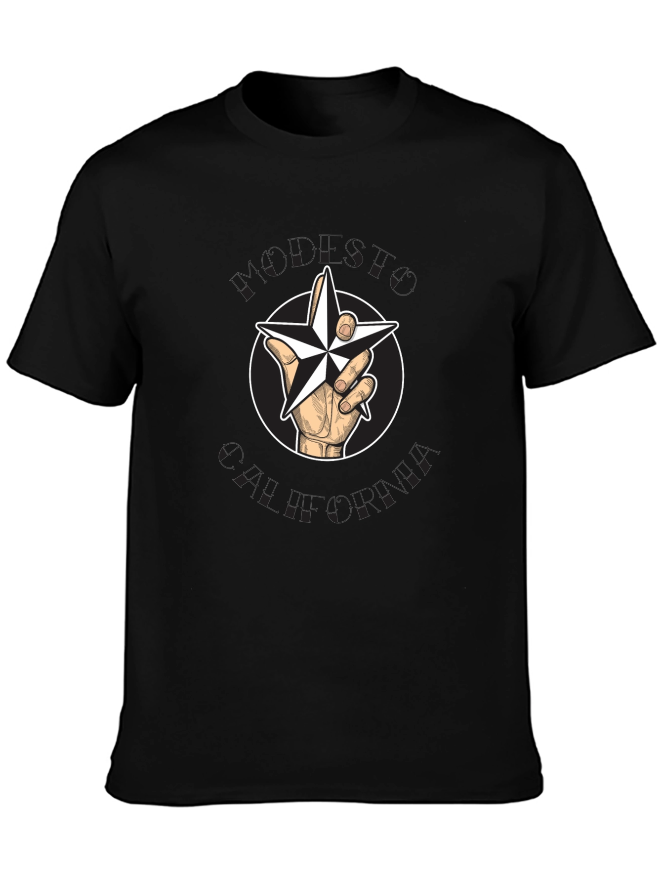 Star Hand T-Shirt - Graphic Print Cotton Tee