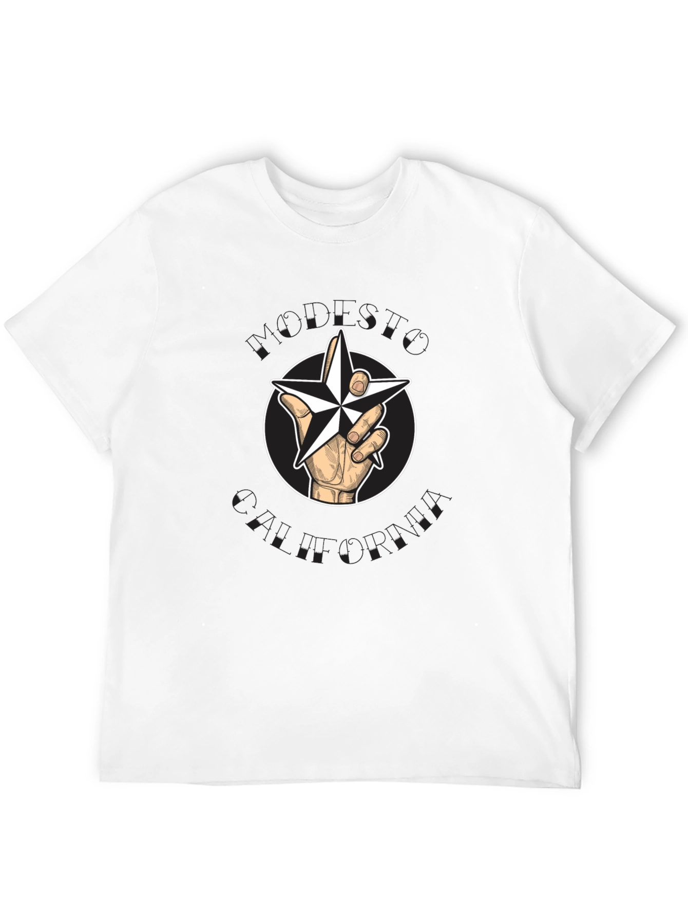 Star Hand T-Shirt - Graphic Print Cotton Tee