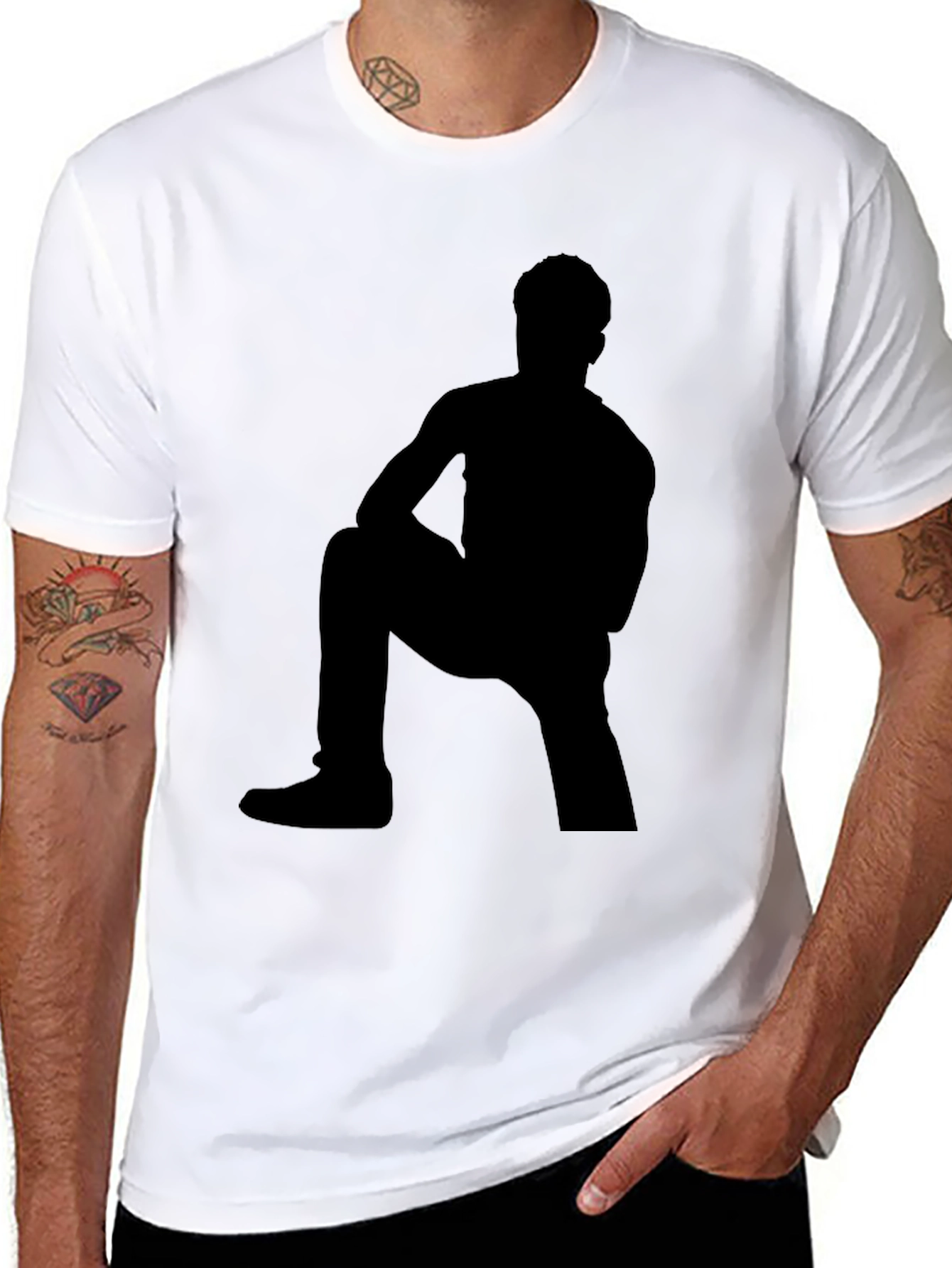 Shadow Figure Graphic Tee - Black Cotton Shirt