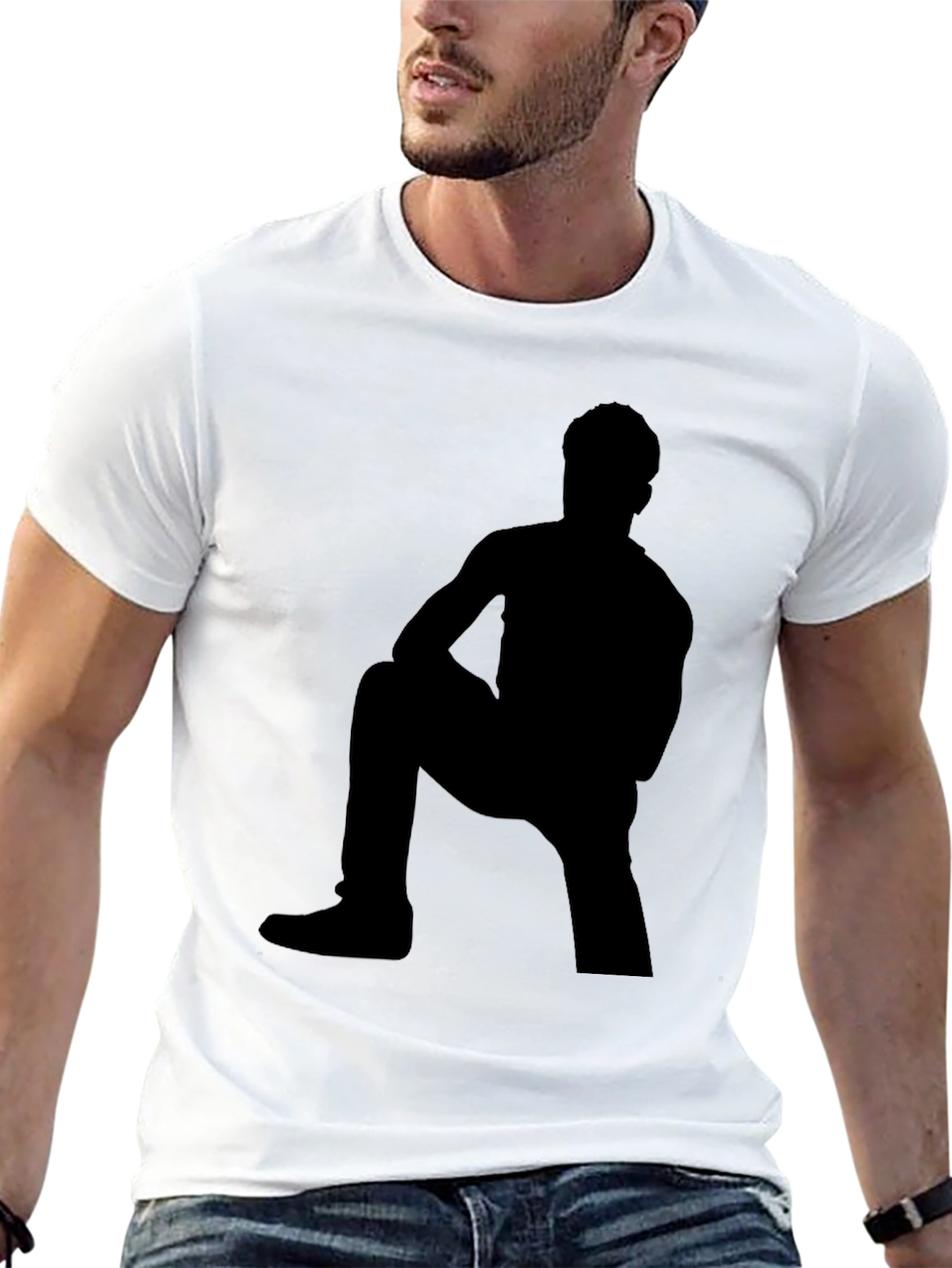 Shadow Figure Graphic Tee - Black Cotton Shirt