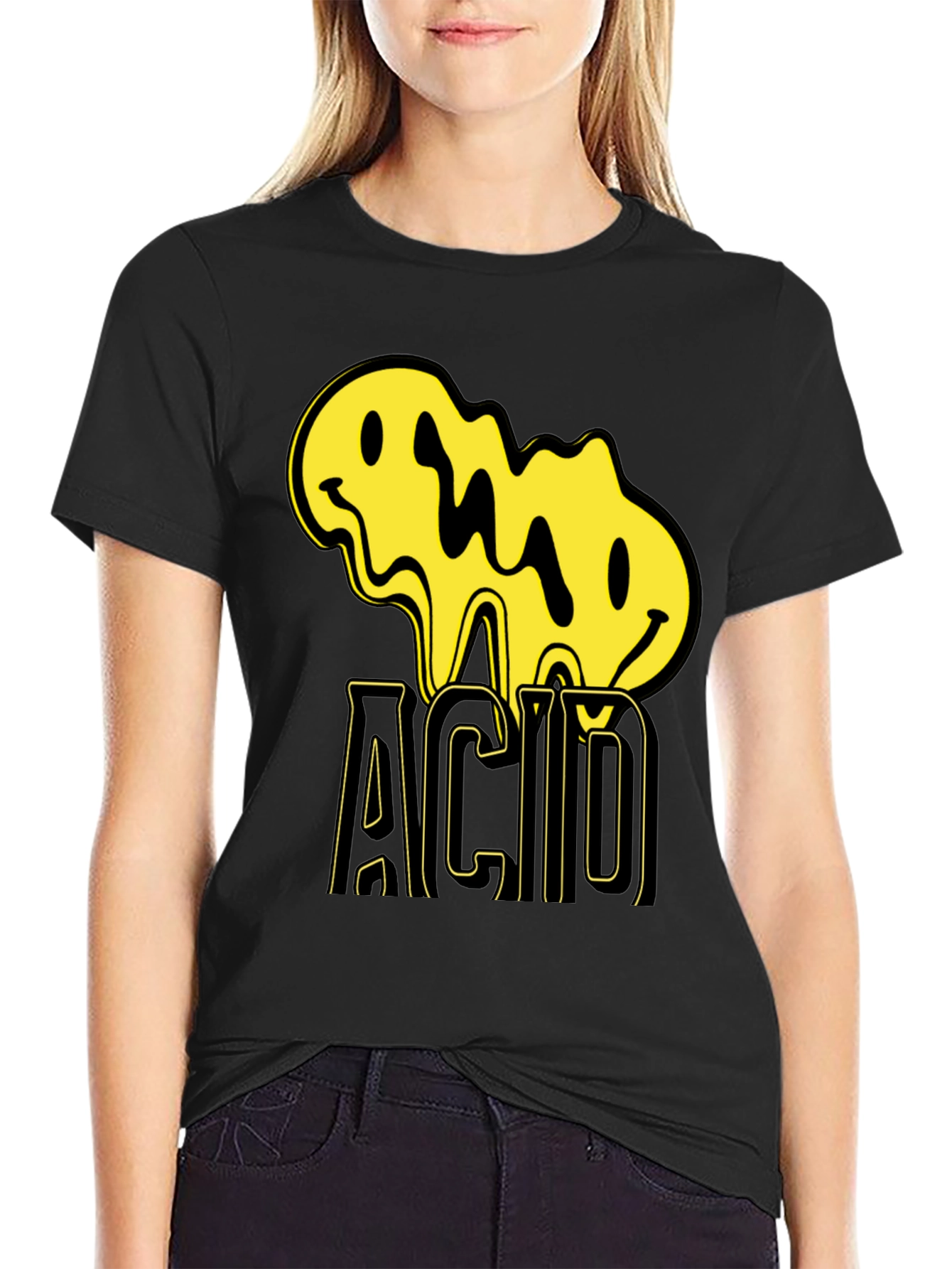 Acid Smiley Face Black T-Shirt