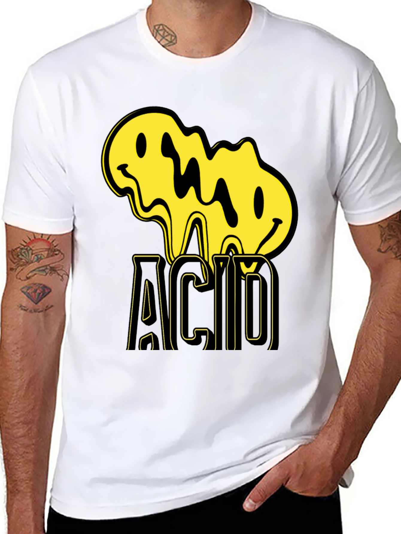 Acid Smiley Face Black T-Shirt