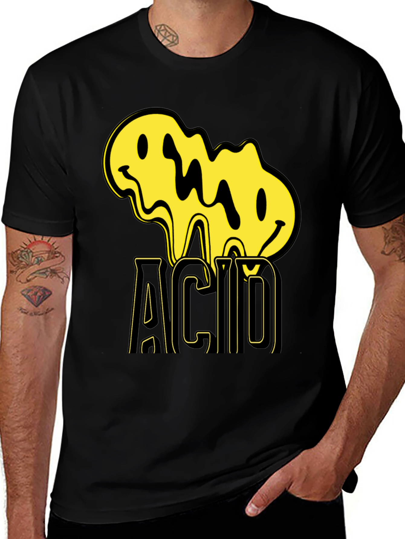 Acid Smiley Face Black T-Shirt