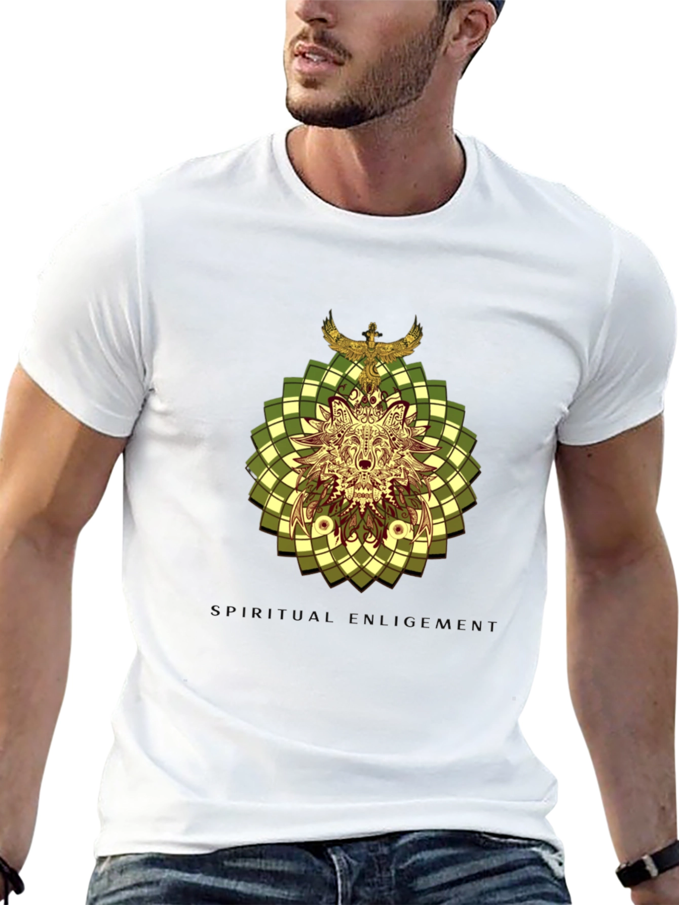Wolf and Eagle Graphic Print Tee