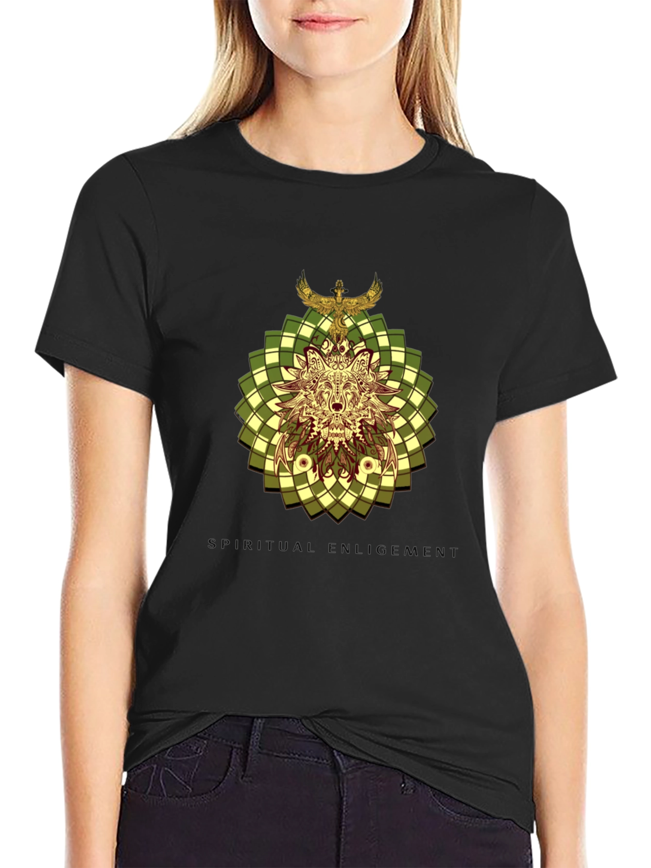 Wolf and Eagle Graphic Print Tee