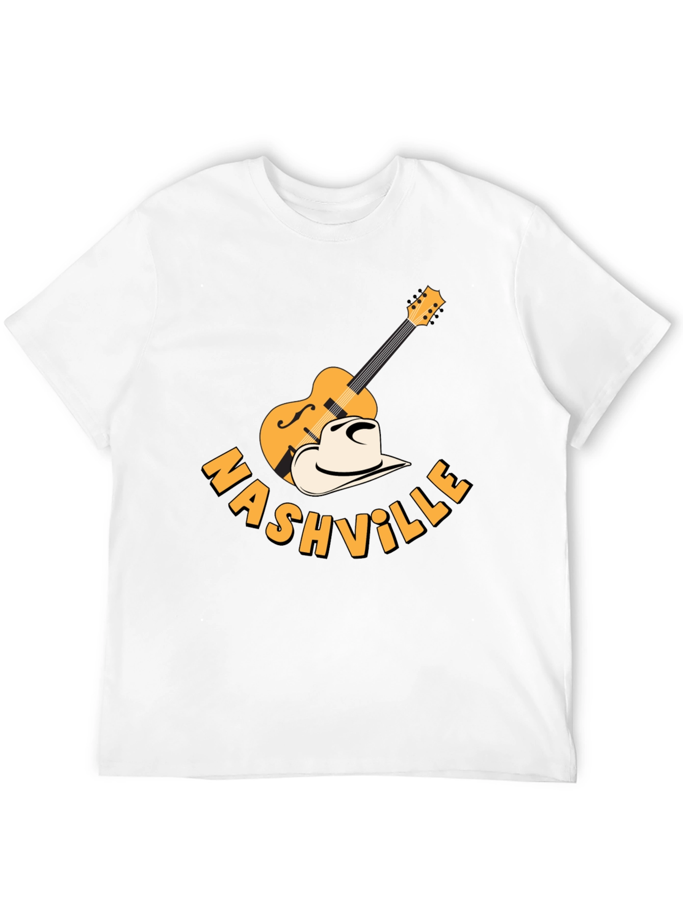 Nashville Guitar & Cowboy Hat Graphic Tee - Black