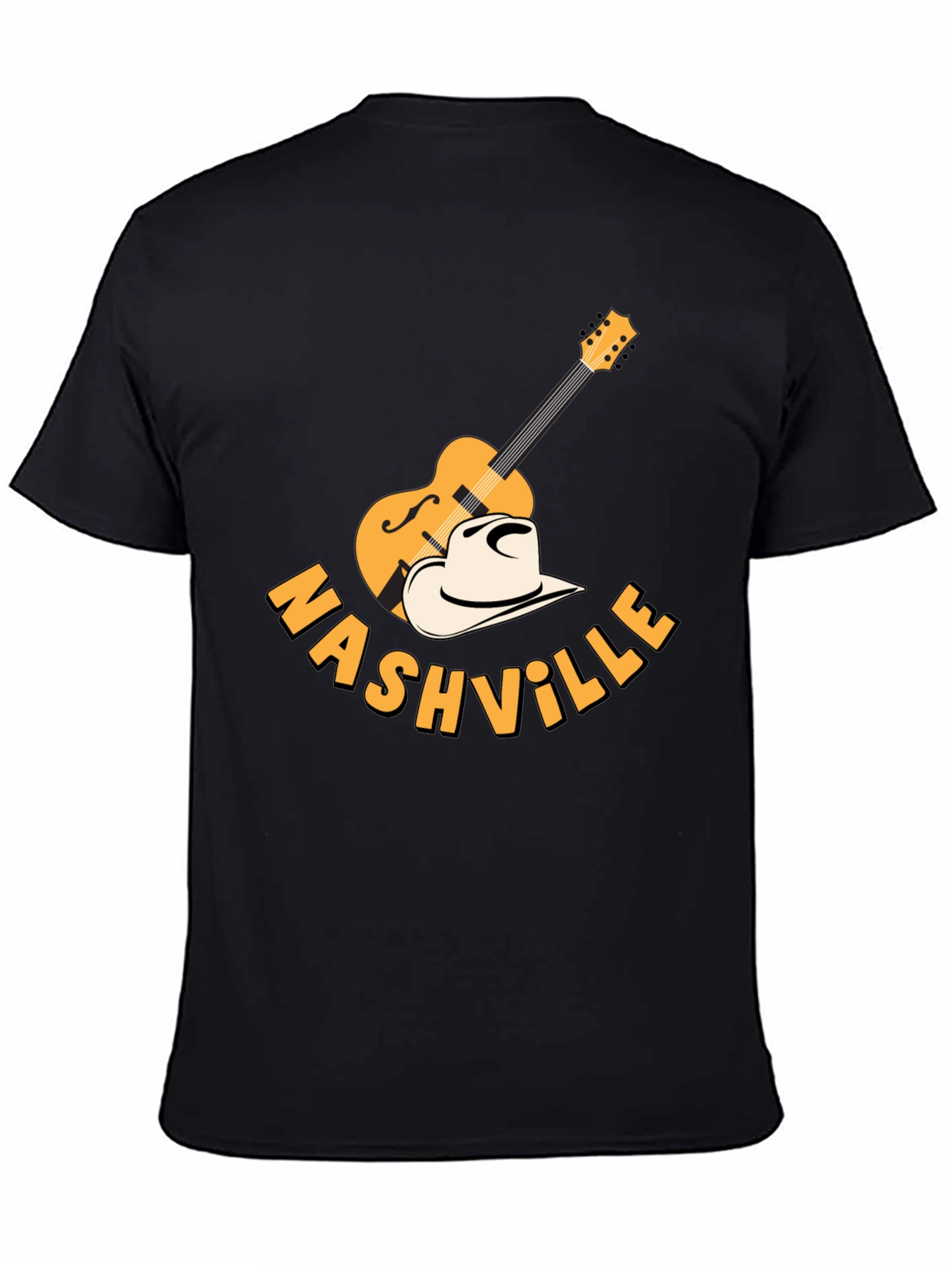 Nashville Guitar & Cowboy Hat Graphic Tee - Black