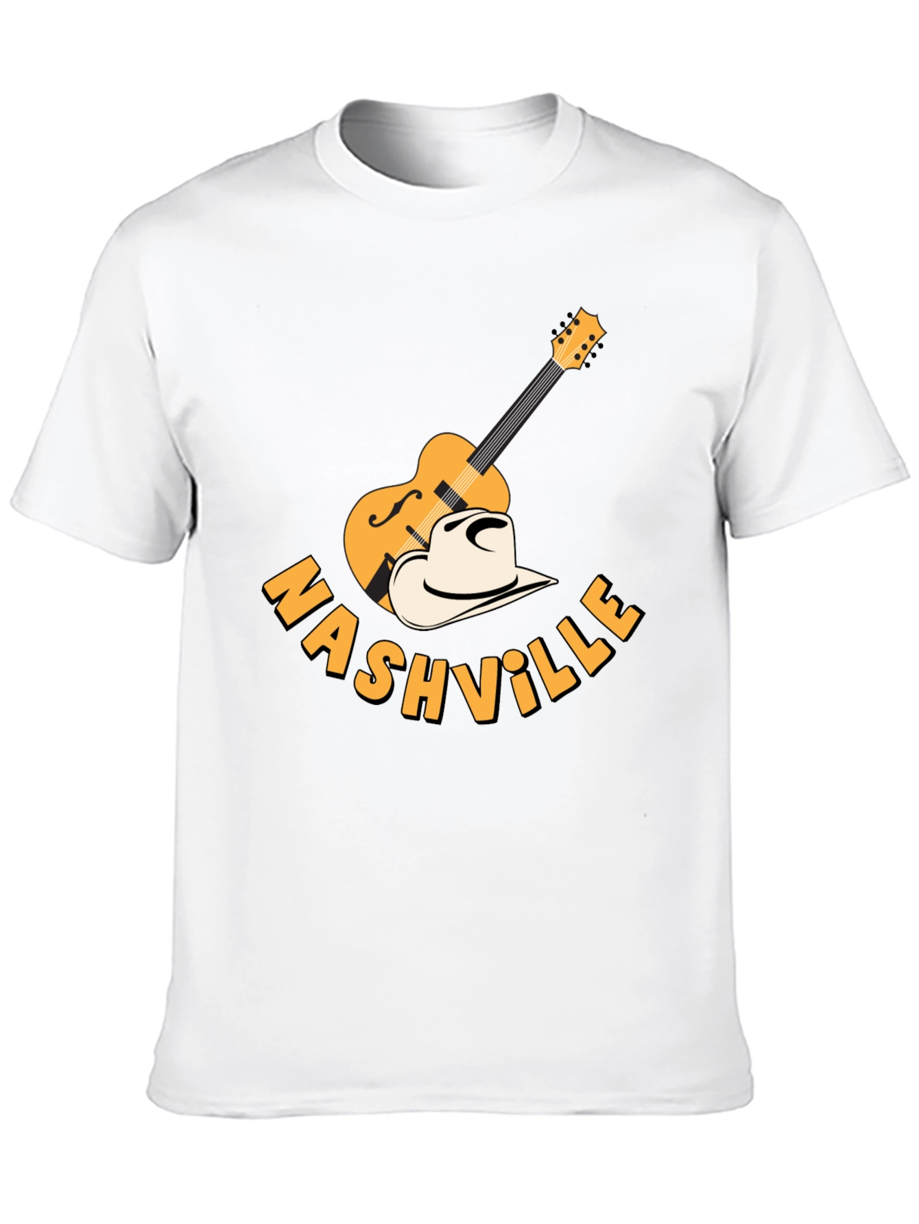 Nashville Guitar & Cowboy Hat Graphic Tee - Black