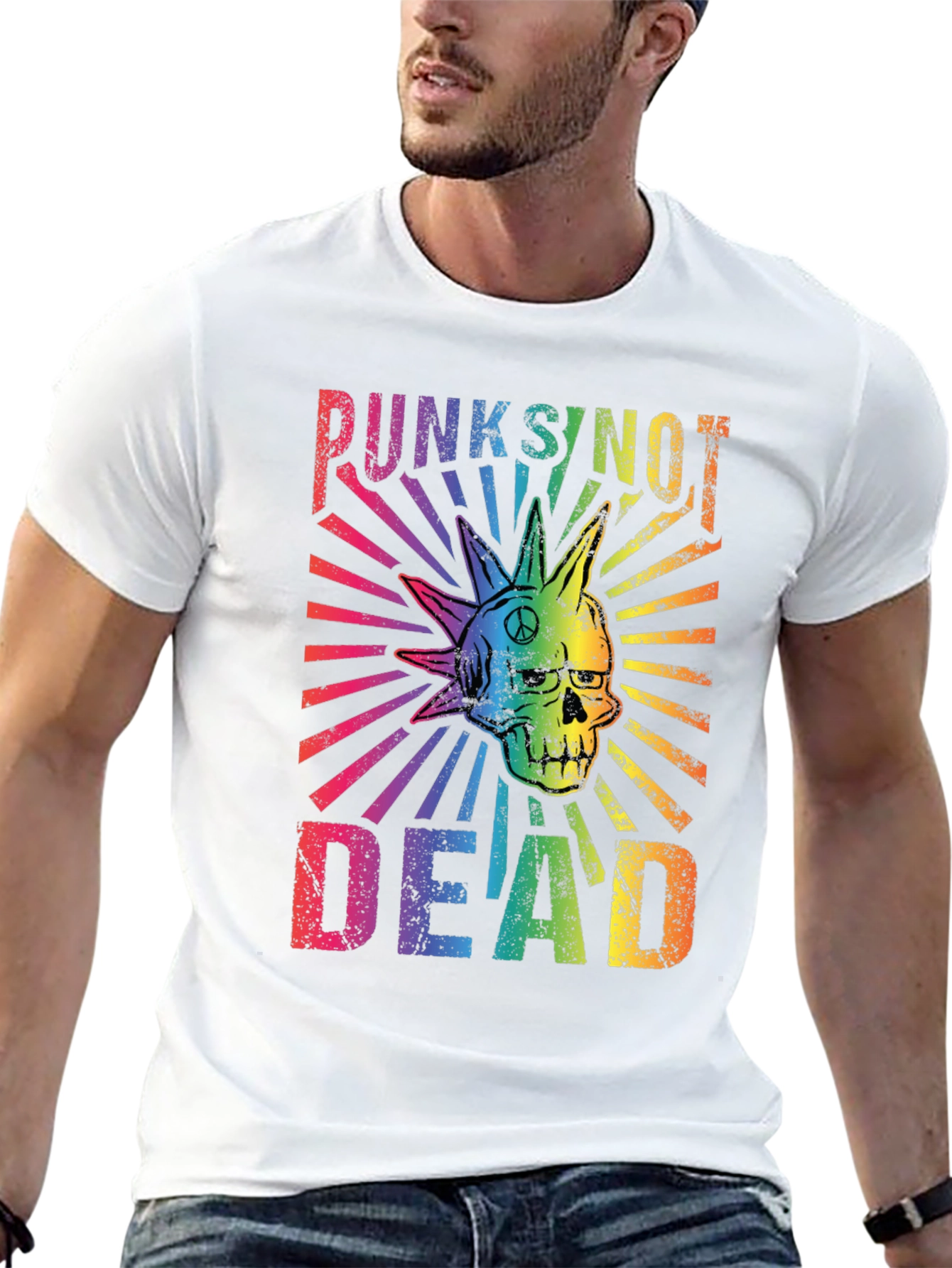 Punks Not Dead Rainbow Graphic T-Shirt