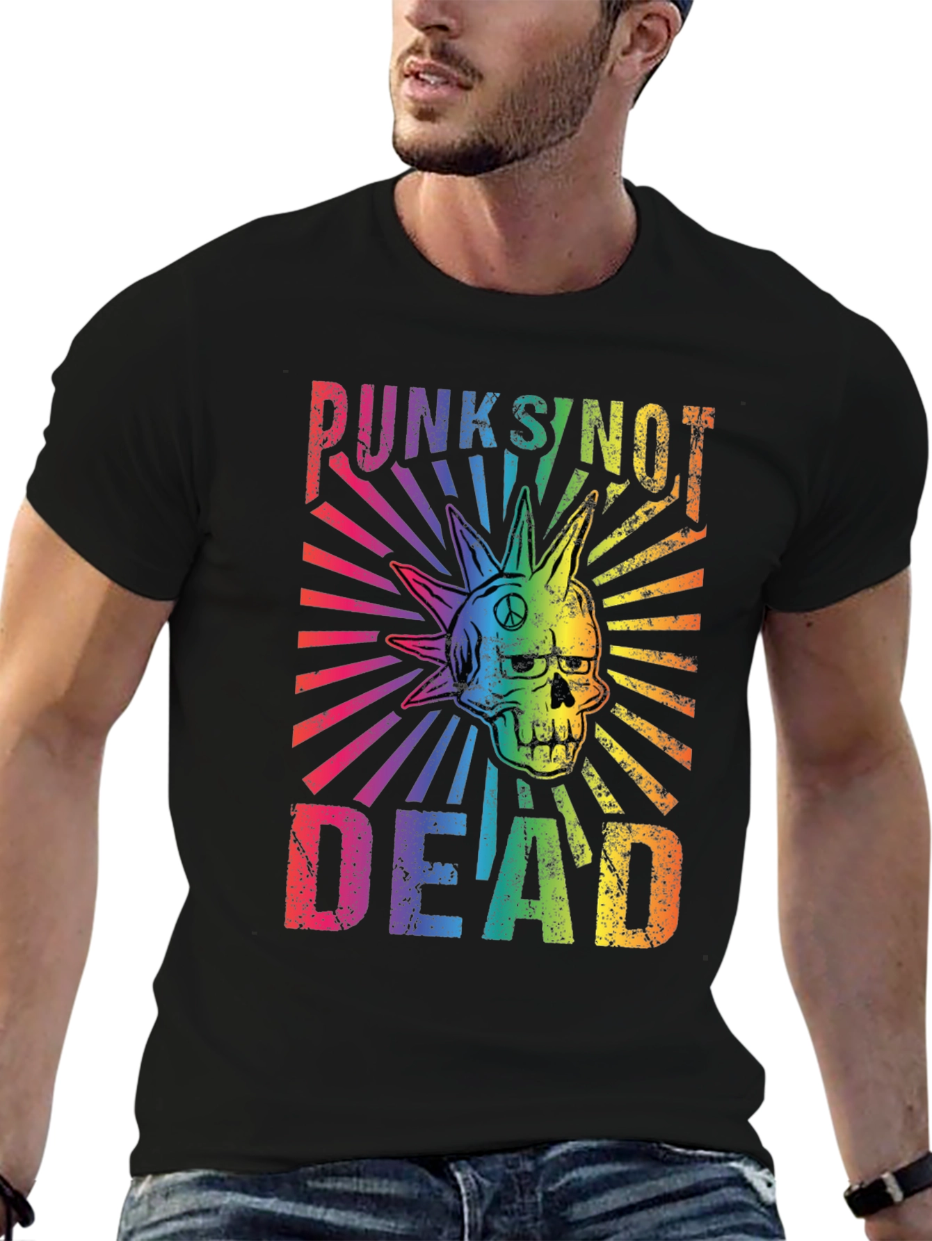 Punks Not Dead Rainbow Graphic T-Shirt