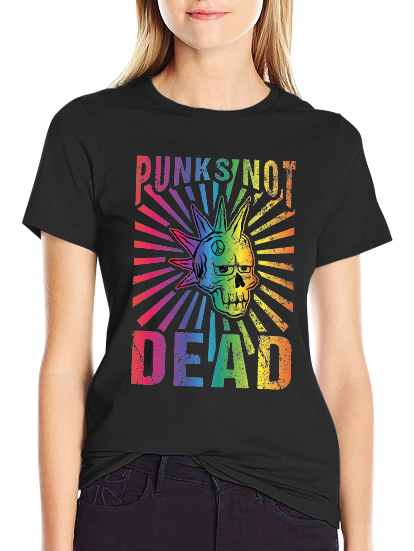 Punks Not Dead Rainbow Graphic T-Shirt