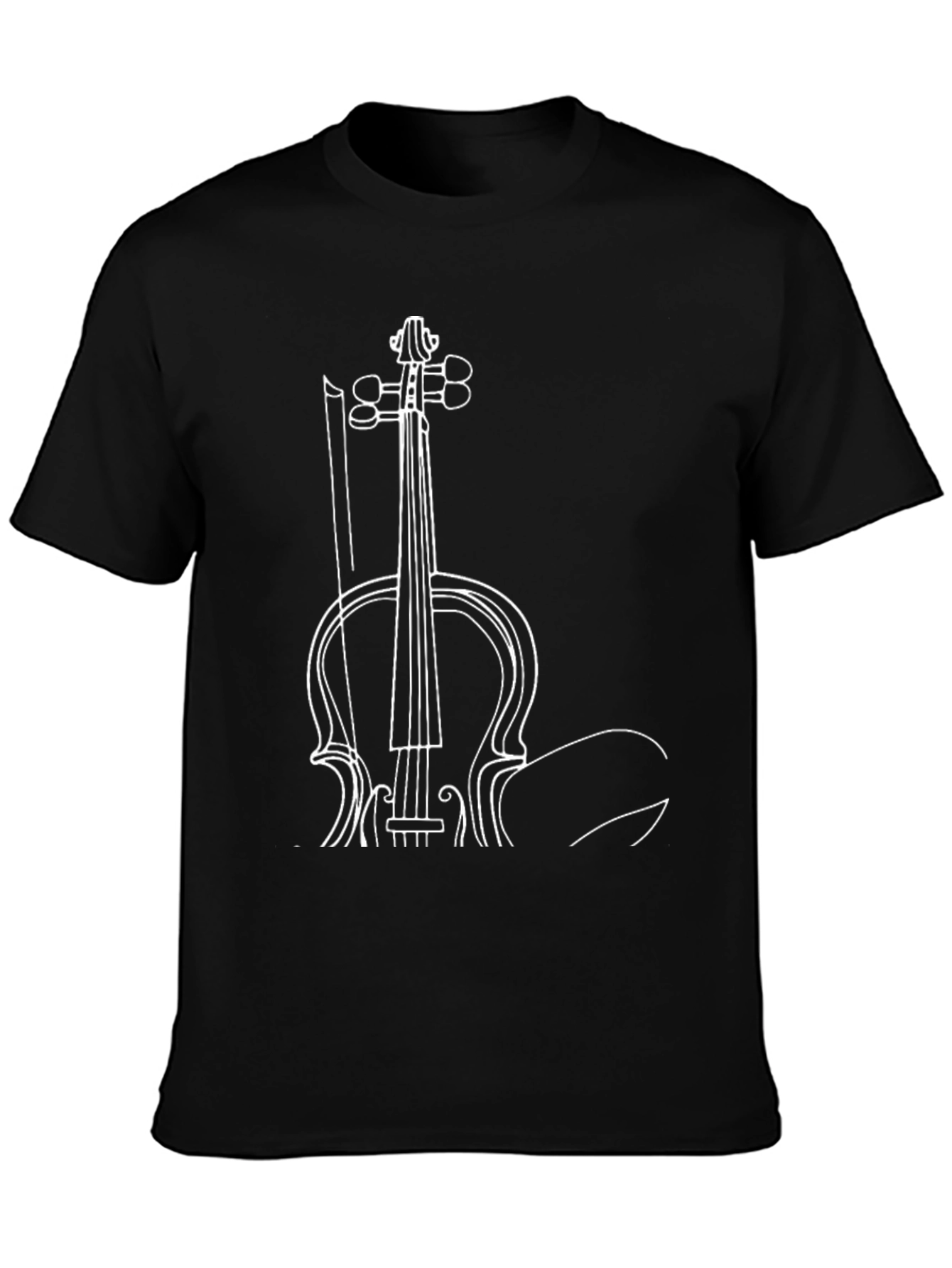 Musicians Black T-Shirt with Violin Print