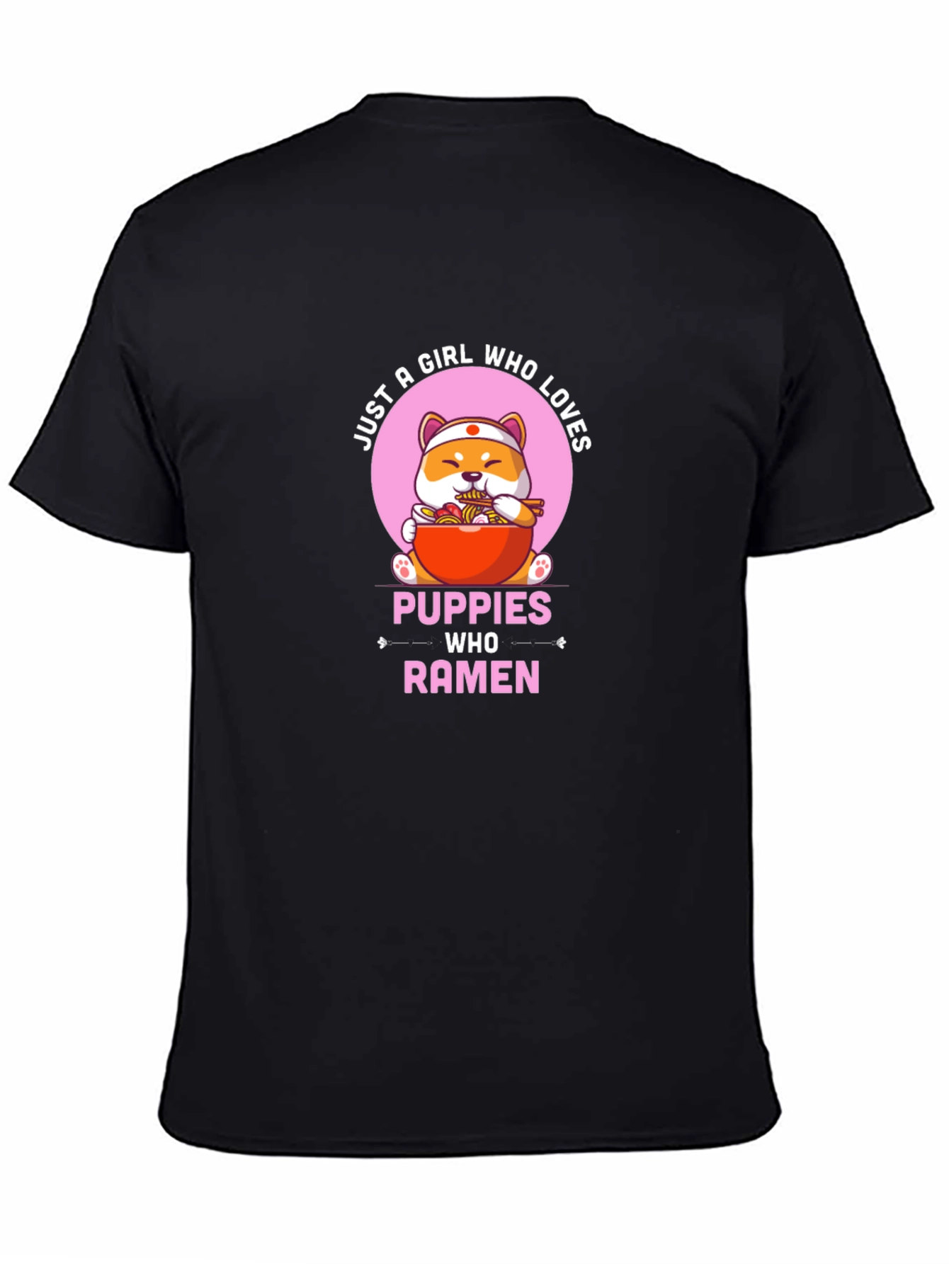 Puppies Who Ramen Black T-Shirt