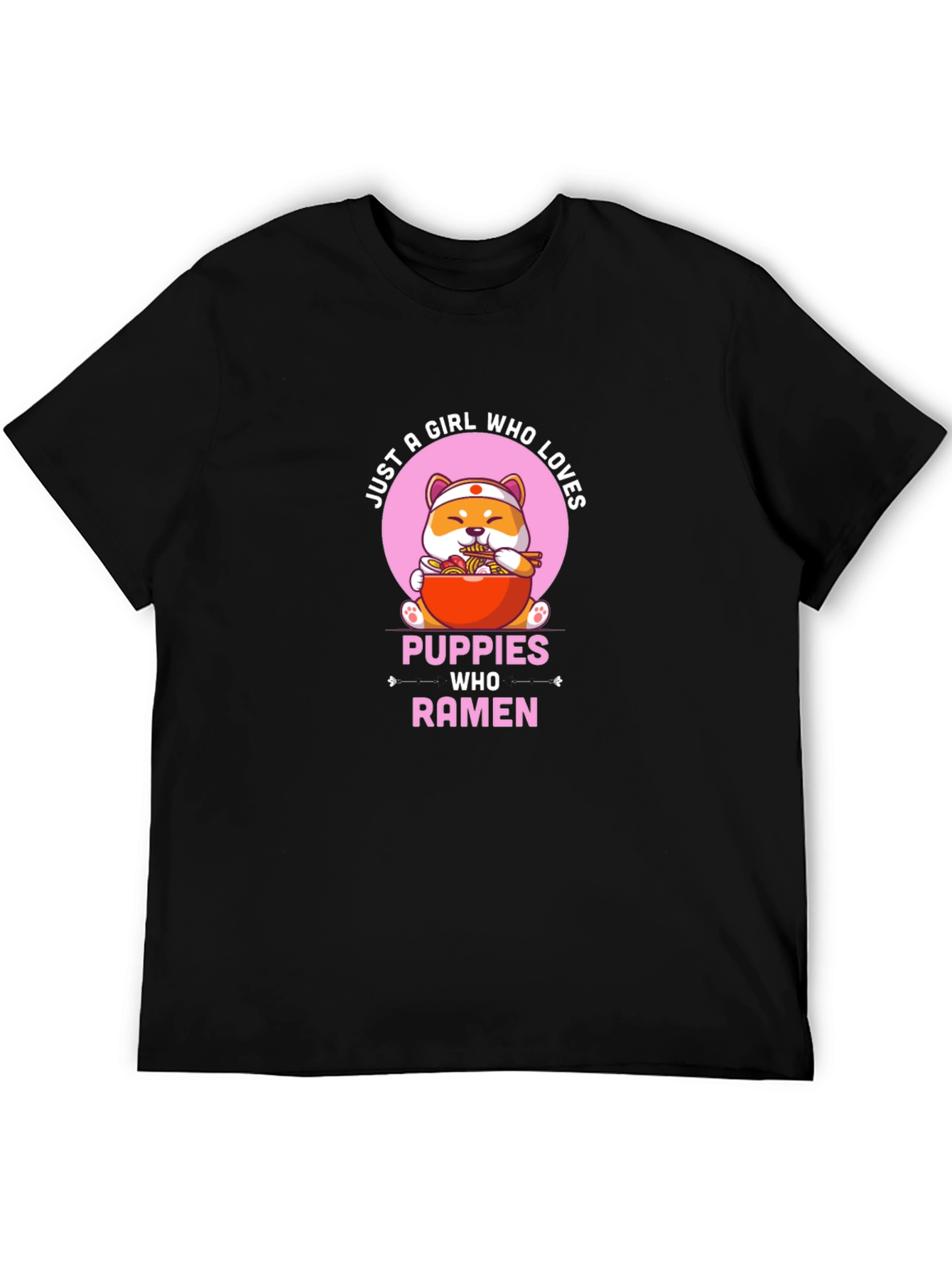 Puppies Who Ramen Black T-Shirt