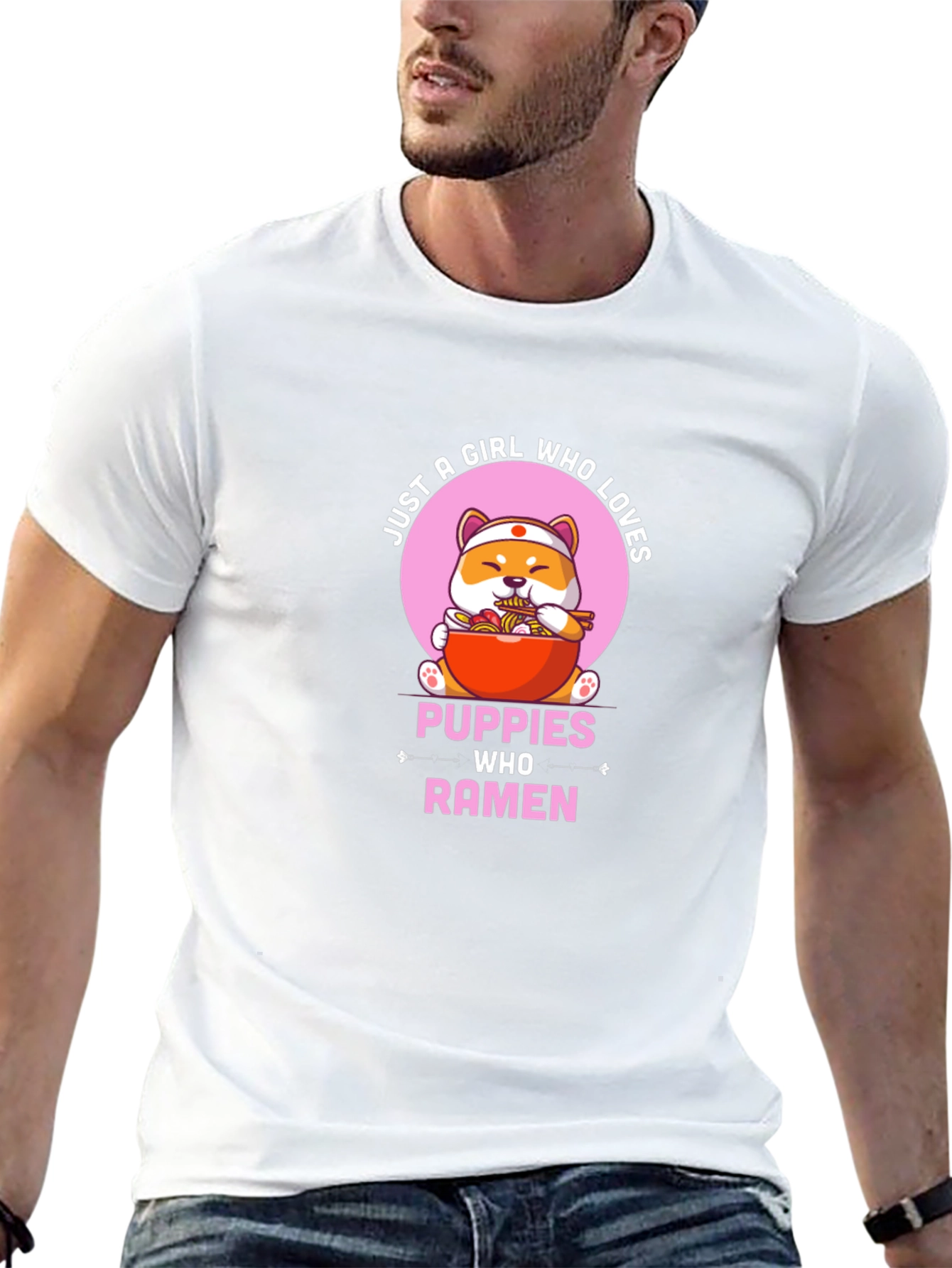 Puppies Who Ramen Black T-Shirt