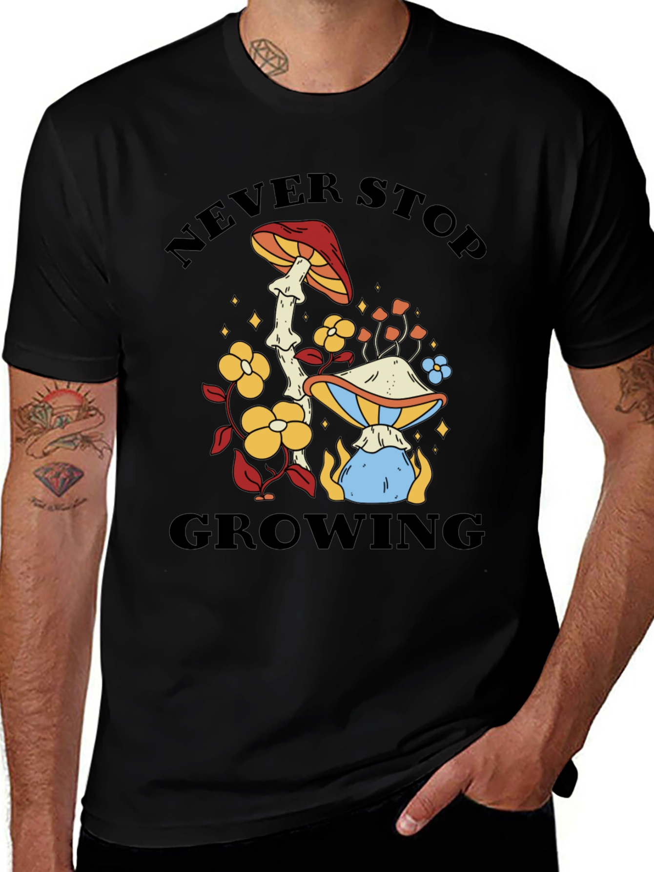 Never Stop Growing Mushroom Graphic Tee