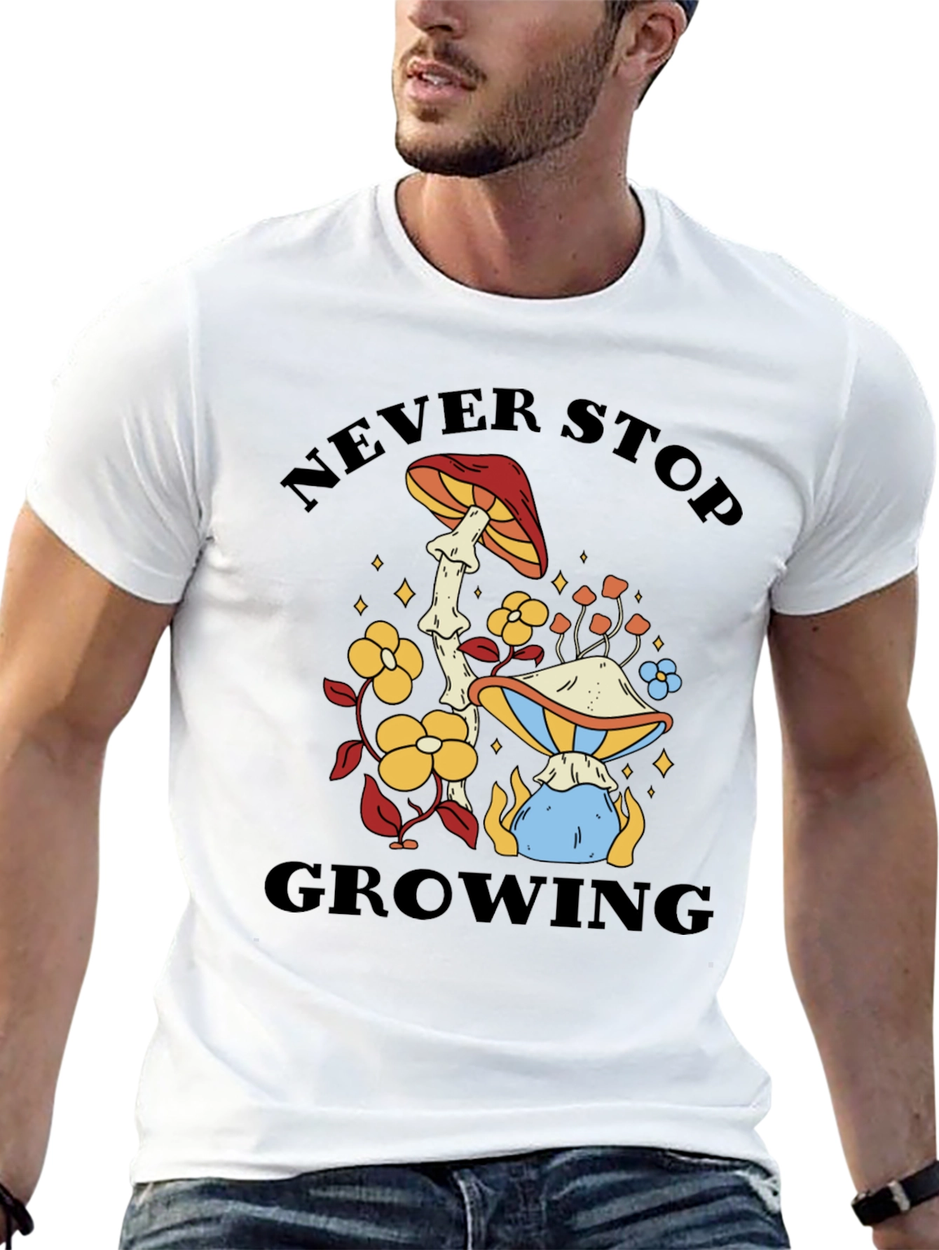Never Stop Growing Mushroom Graphic Tee