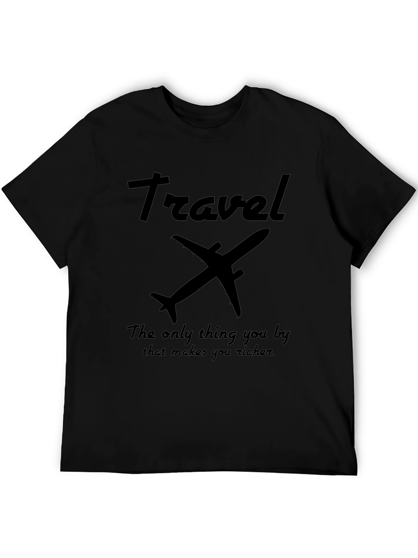 Travel Richer Graphic Black T-Shirt
