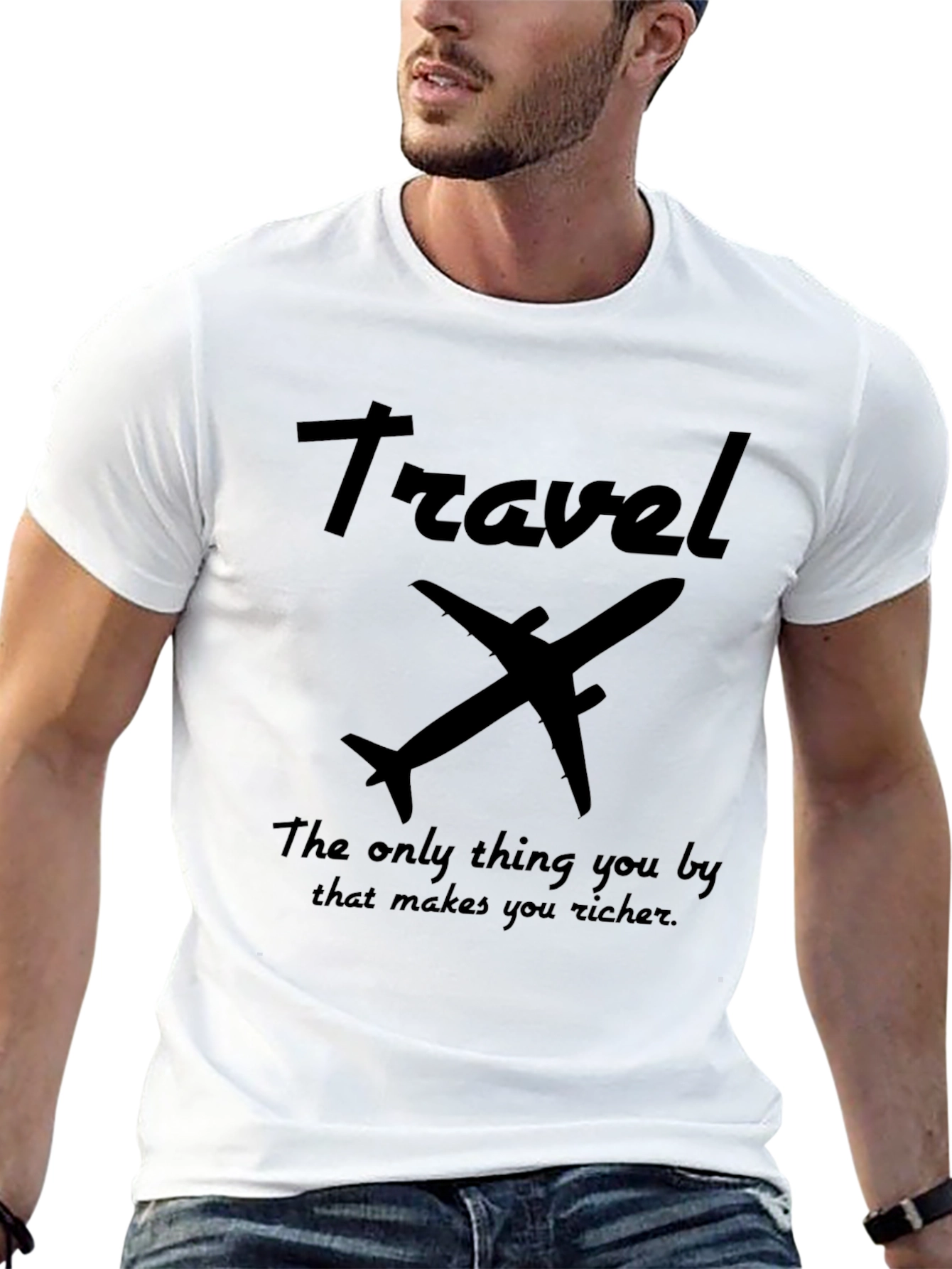 Travel Richer Graphic Black T-Shirt
