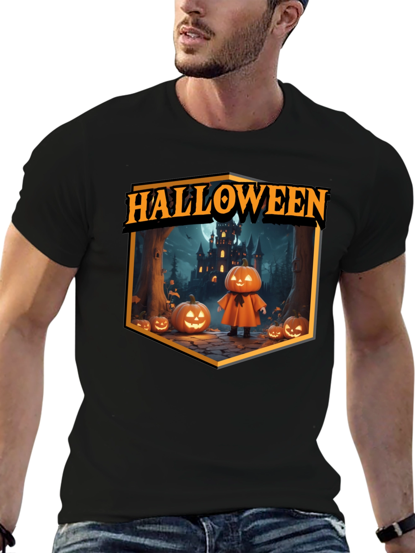Halloween Pumpkin Castle T-Shirt - Spooky Season Tee