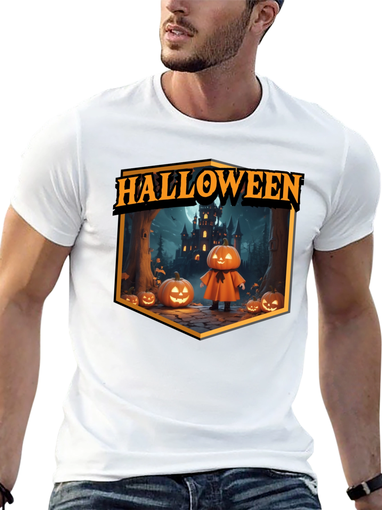 Halloween Pumpkin Castle T-Shirt - Spooky Season Tee