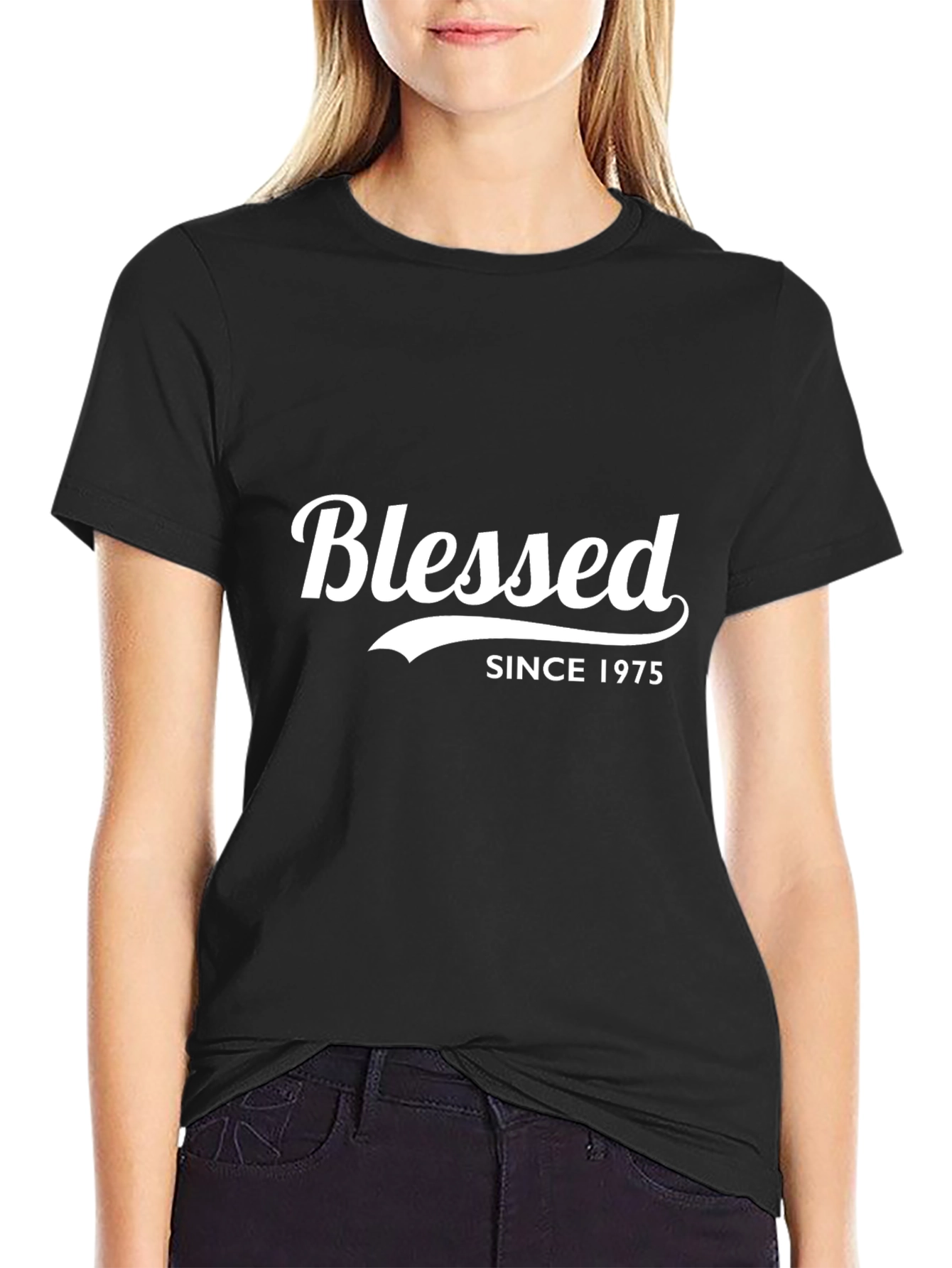 Blessed Since 1975 Black T-Shirt