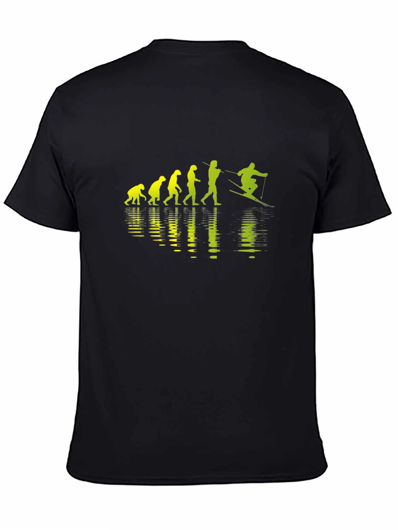 Evolution of Skiing Black T-Shirt