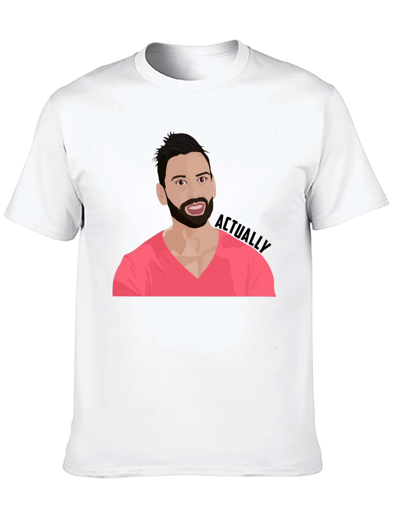 Cartoon Man with Beard Graphic Tee - Black