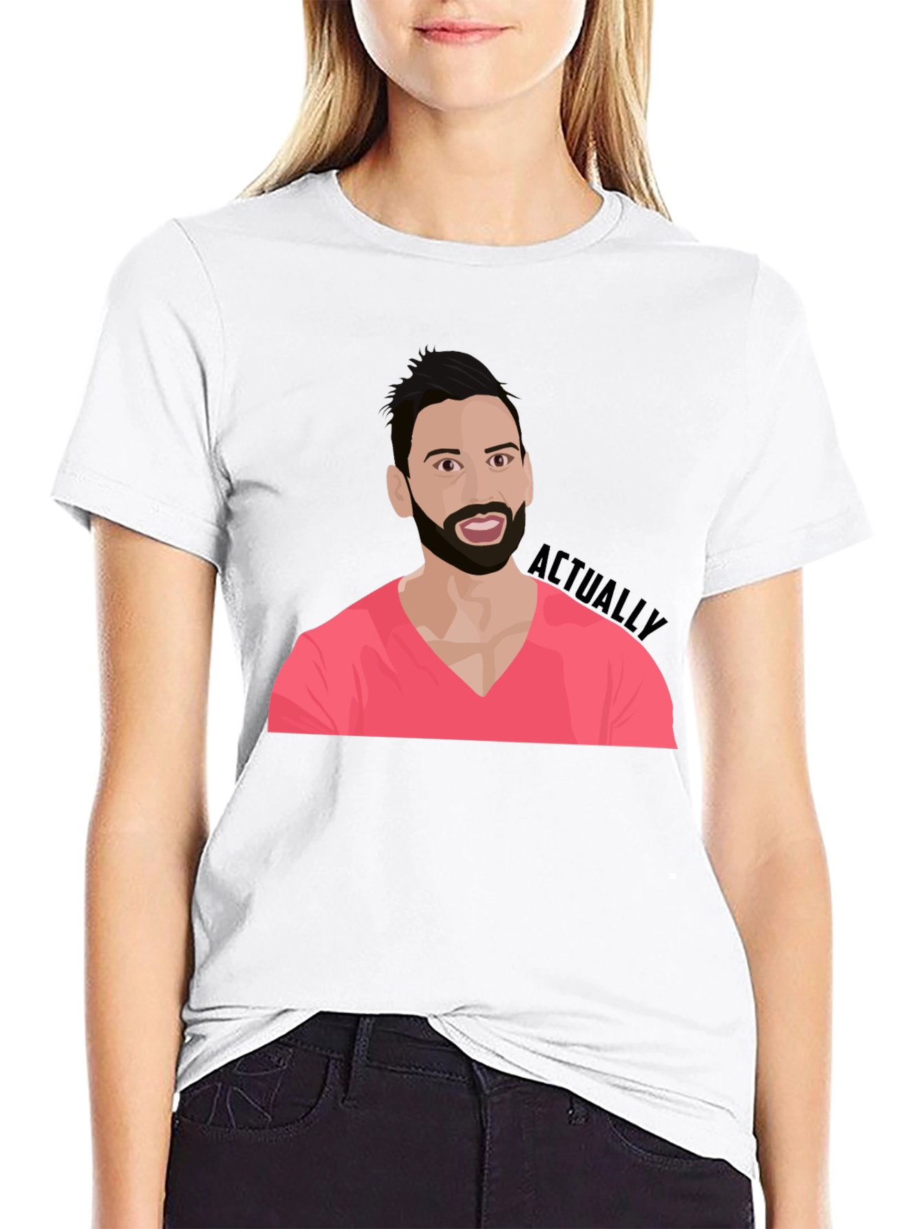 Cartoon Man with Beard Graphic Tee - Black