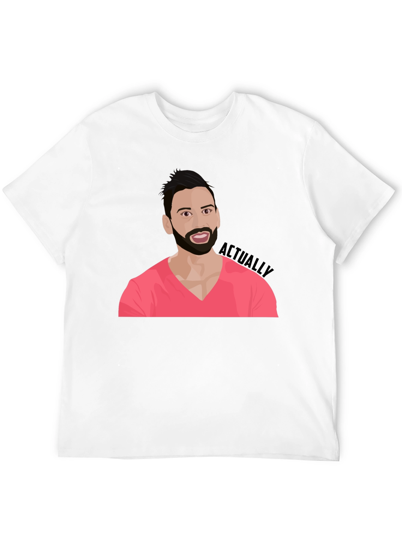 Cartoon Man with Beard Graphic Tee - Black