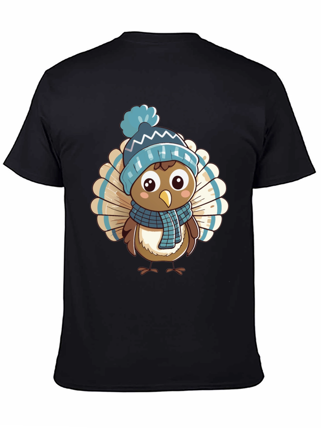 Cartoon Turkey in Winter Hat T-Shirt