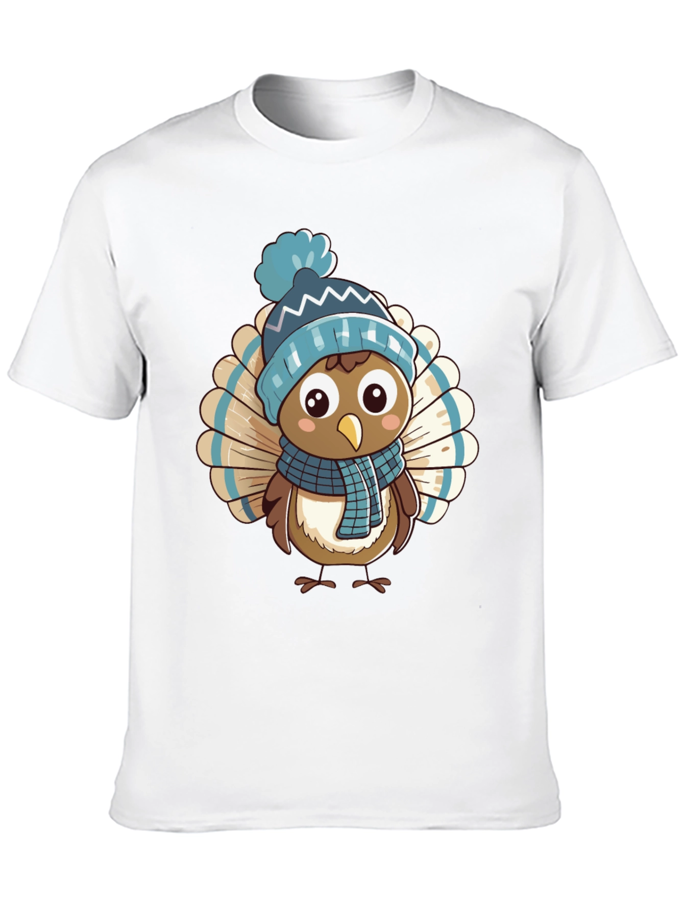 Cartoon Turkey in Winter Hat T-Shirt