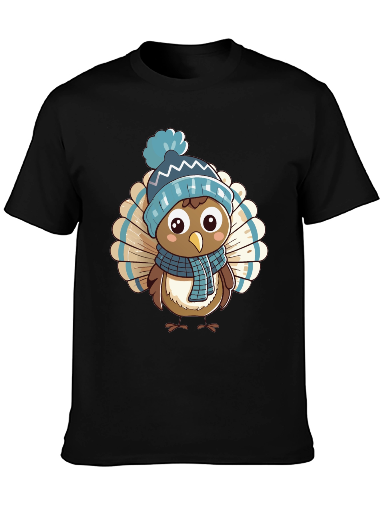 Cartoon Turkey in Winter Hat T-Shirt