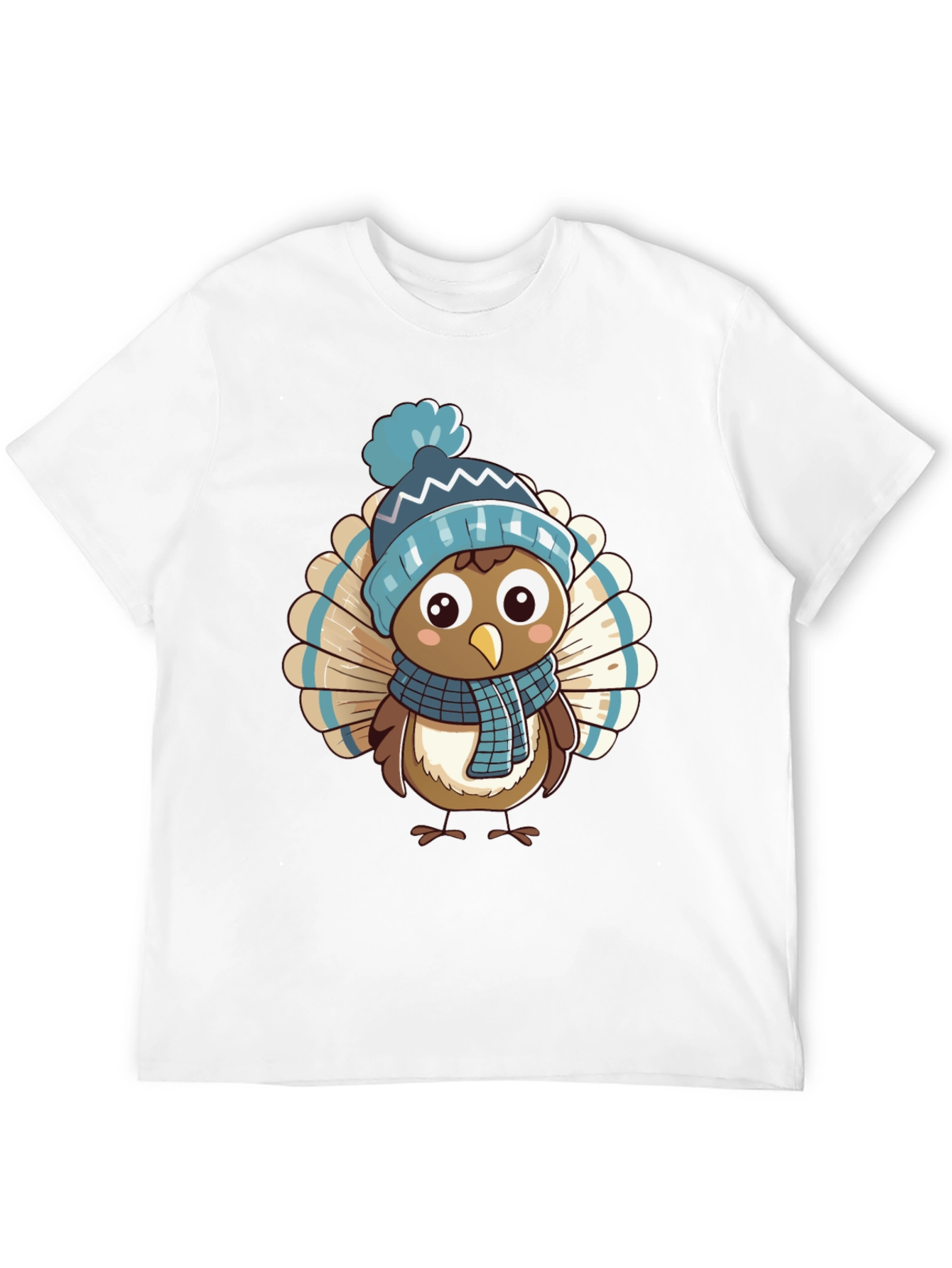 Cartoon Turkey in Winter Hat T-Shirt