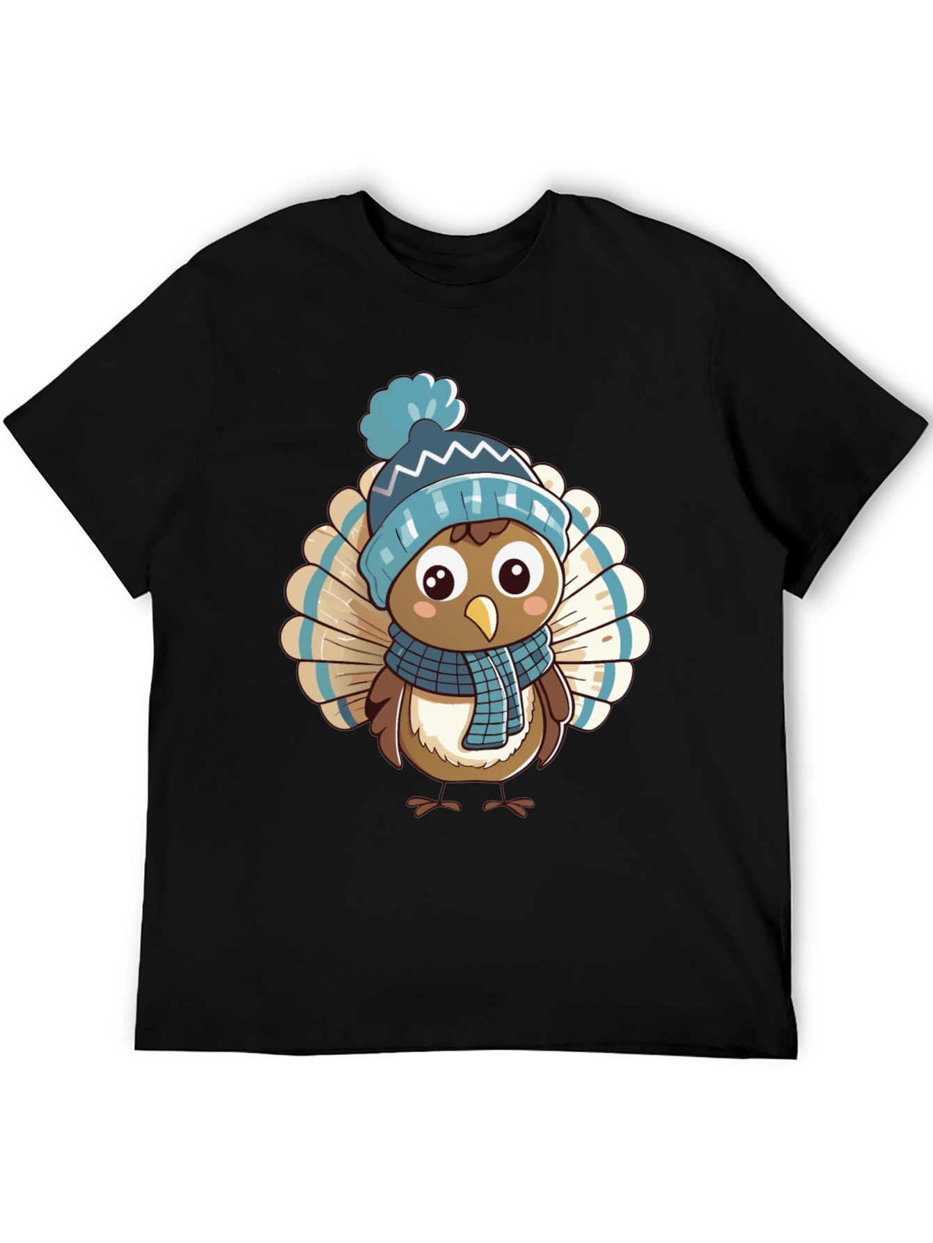 Cartoon Turkey in Winter Hat T-Shirt