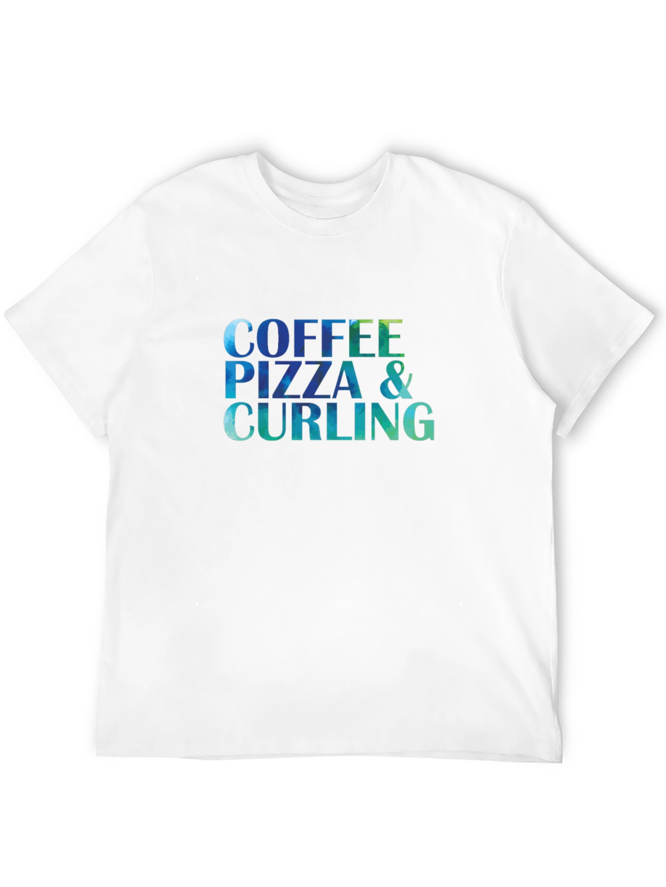 Coffee Pizza & Curling T-Shirt - Fun Graphic Tee