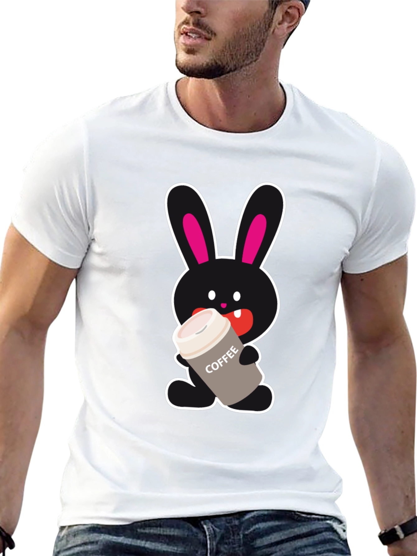 Bunny Coffee Lover Black T-Shirt